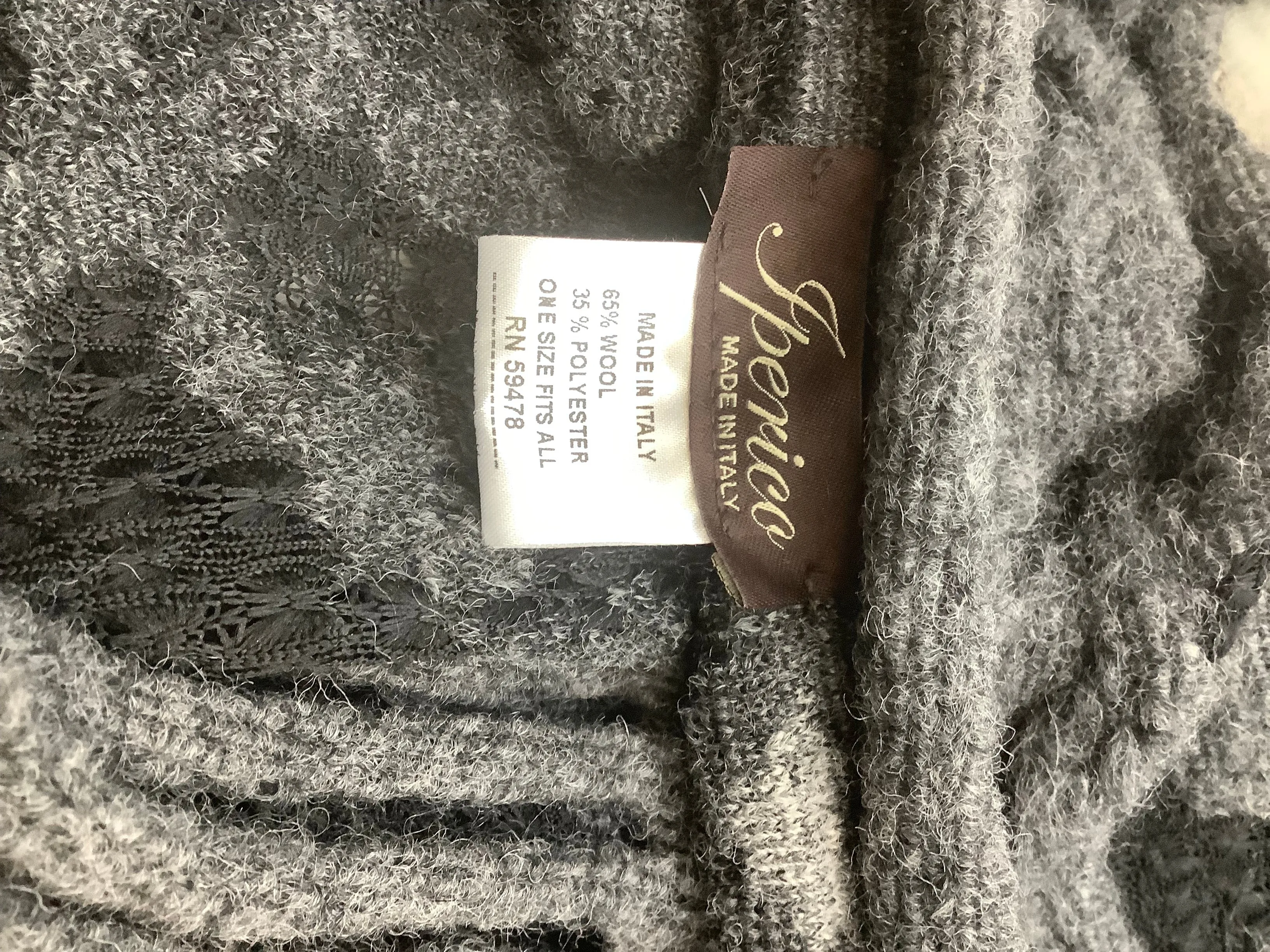 Imperico Grey and Black Wool Sweater Cardigan Vest One Size Fits All
