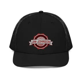 Jim Johnson Embroidered Mesh Trucker Hat- Black