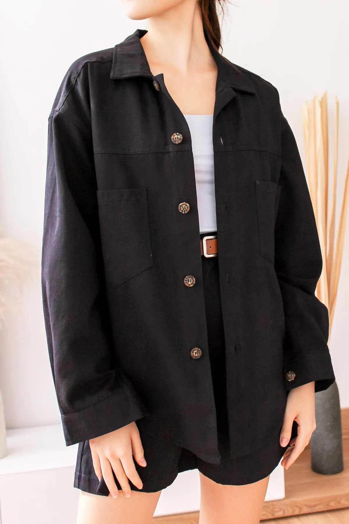 Jonas Twill Shacket - Black [XS/S/M/L/XL]