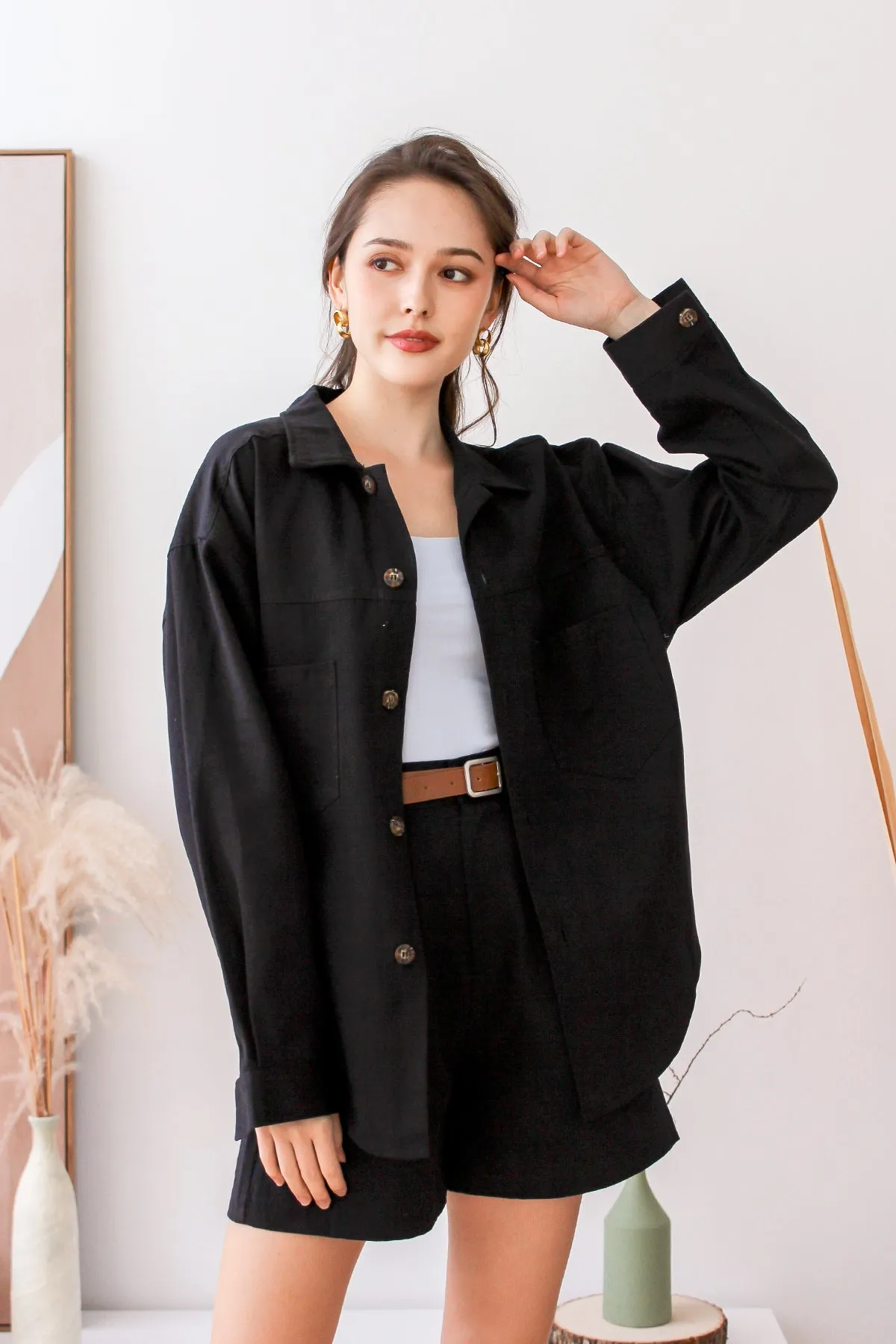 Jonas Twill Shacket - Black [XS/S/M/L/XL]