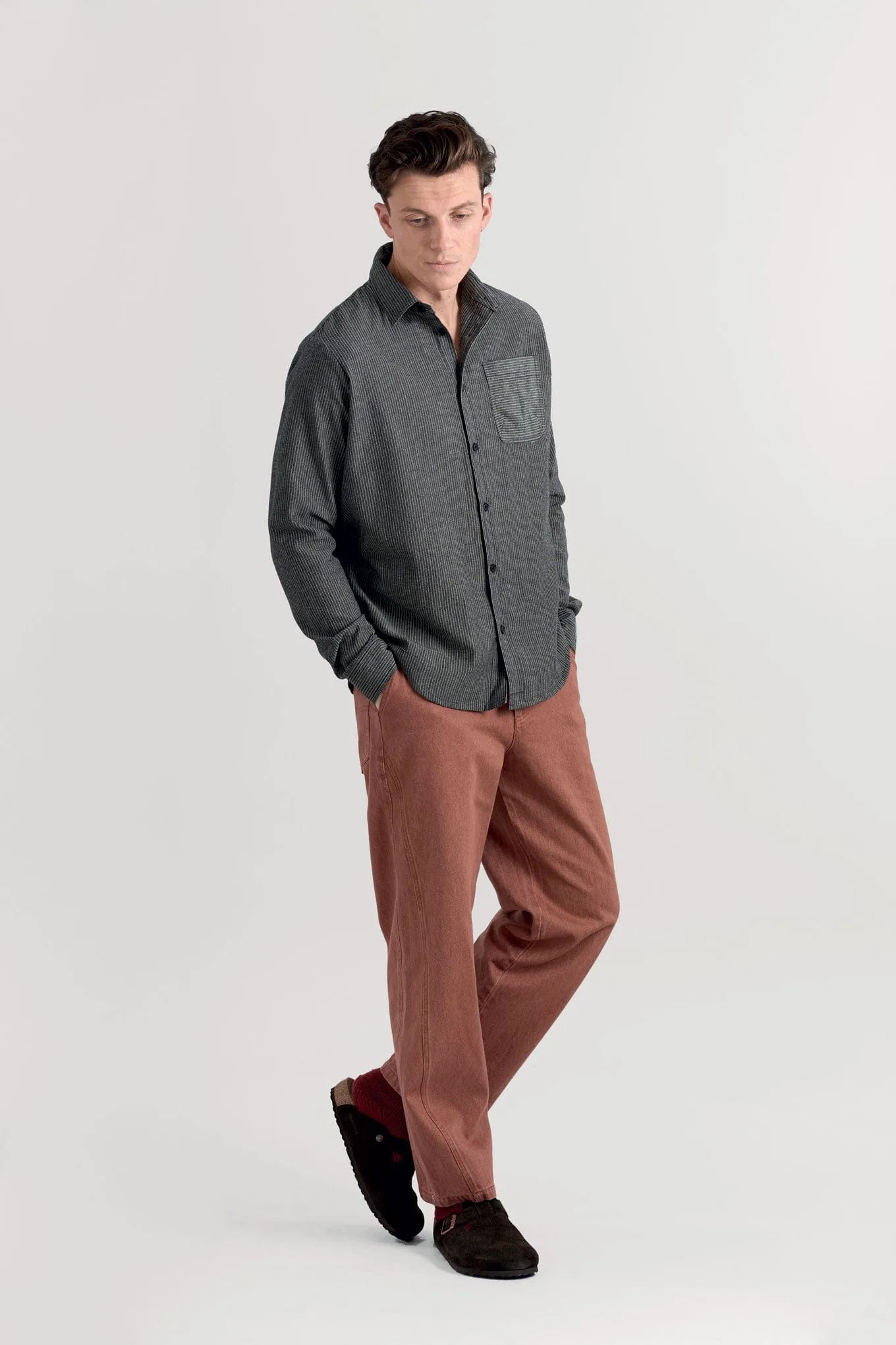 Jude Men's Organic Cotton Shirt | Monochrome Stripe
