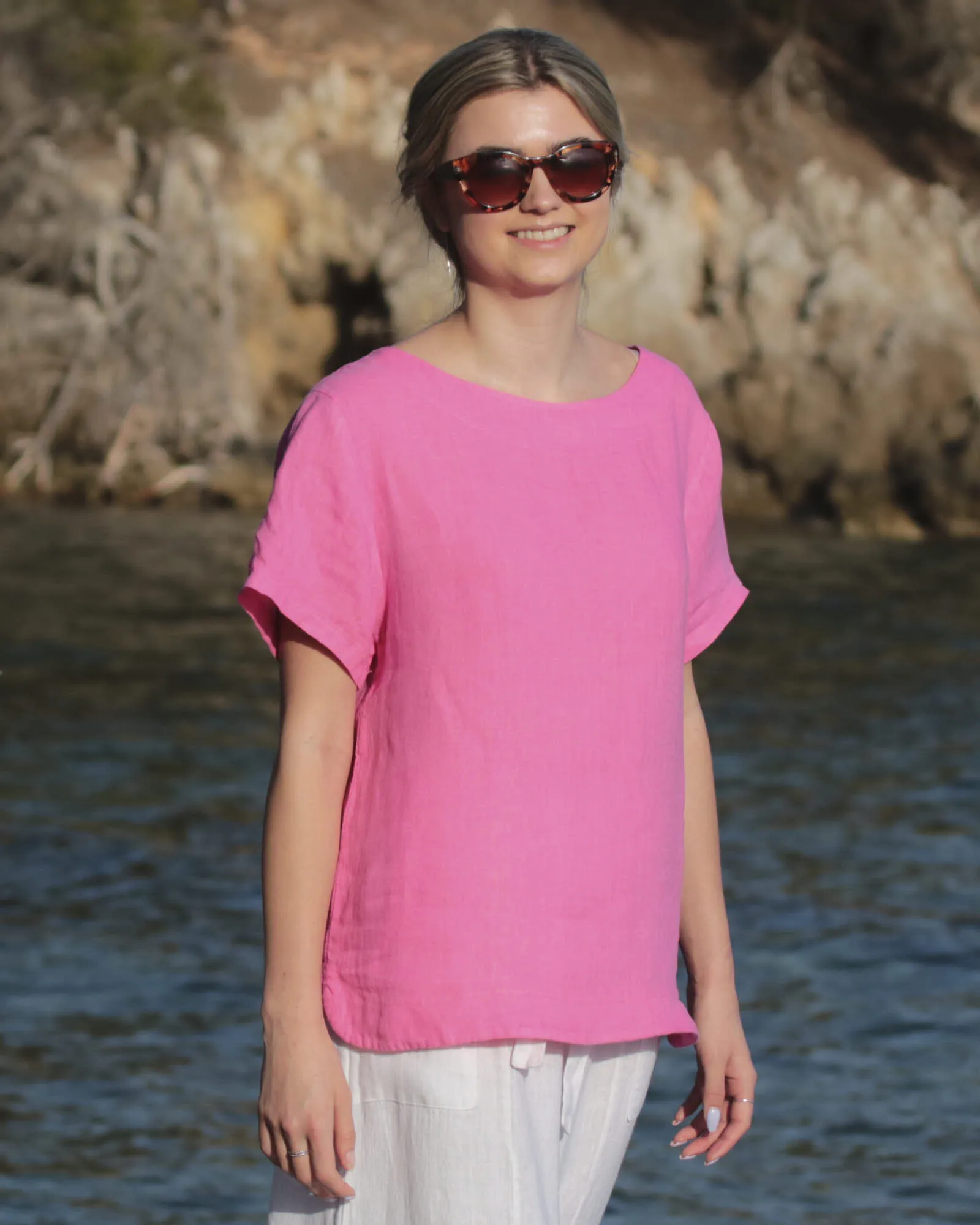 Keyhole Back Linen Top