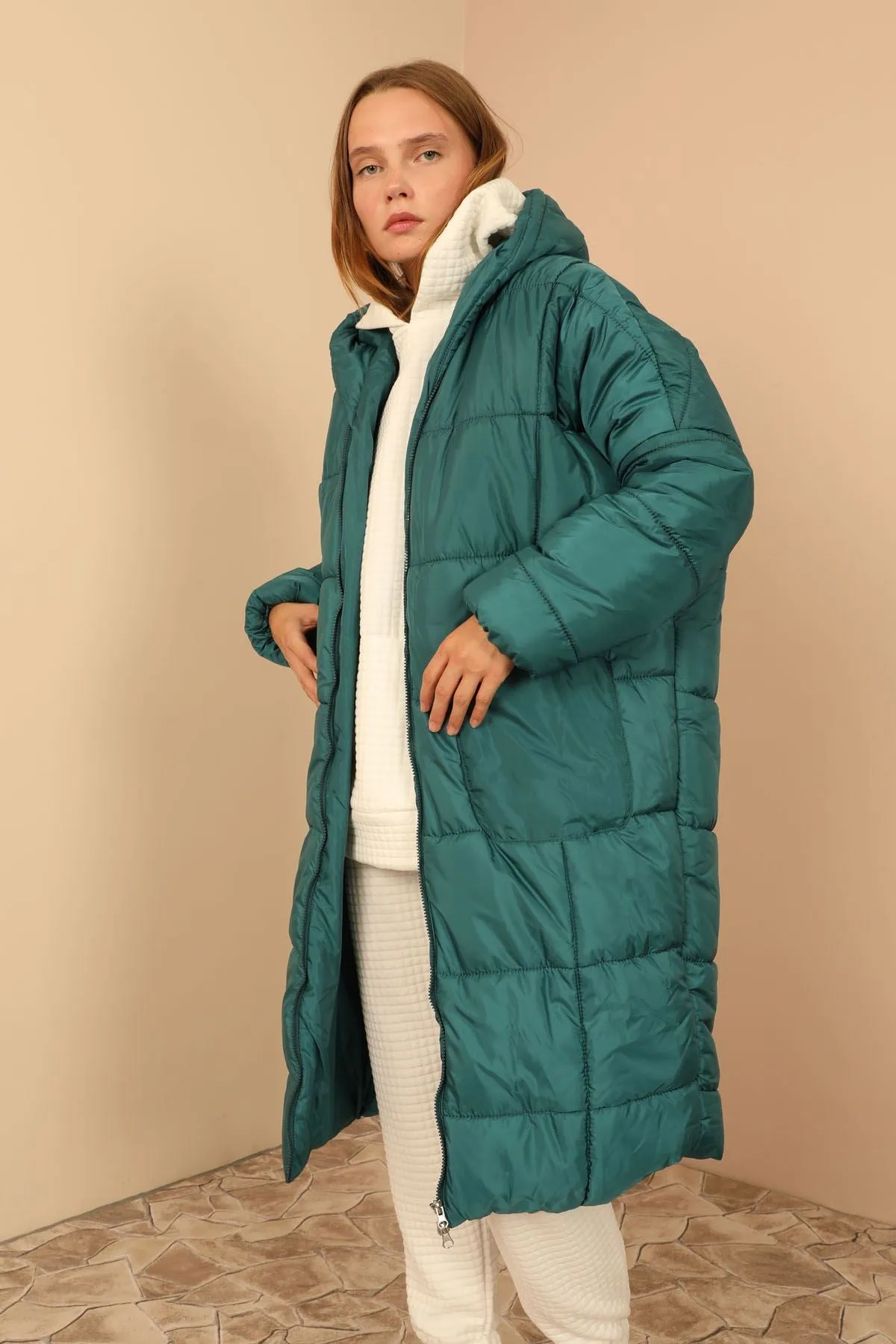KKT Long Sleeve Oversize Women Coat - Emerald Green - Wilmington
