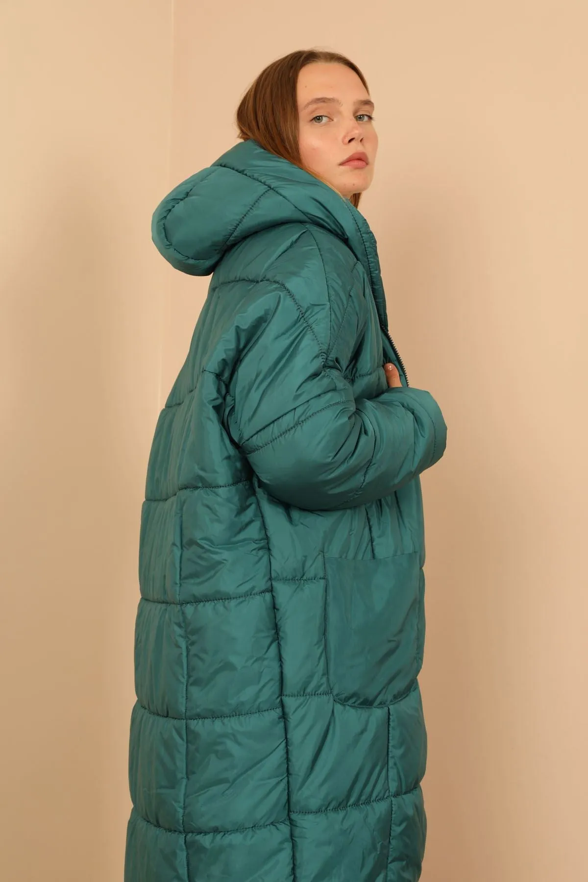 KKT Long Sleeve Oversize Women Coat - Emerald Green - Wilmington