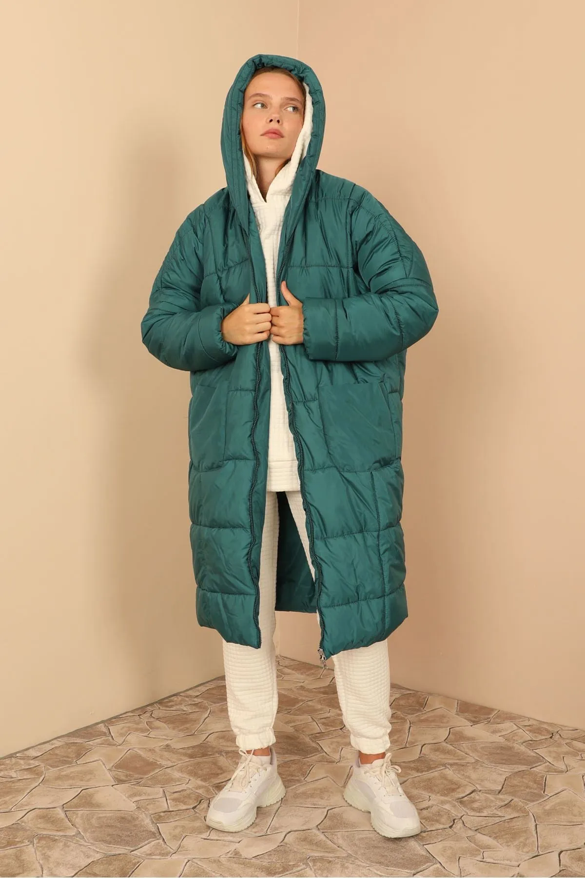 KKT Long Sleeve Oversize Women Coat - Emerald Green - Wilmington