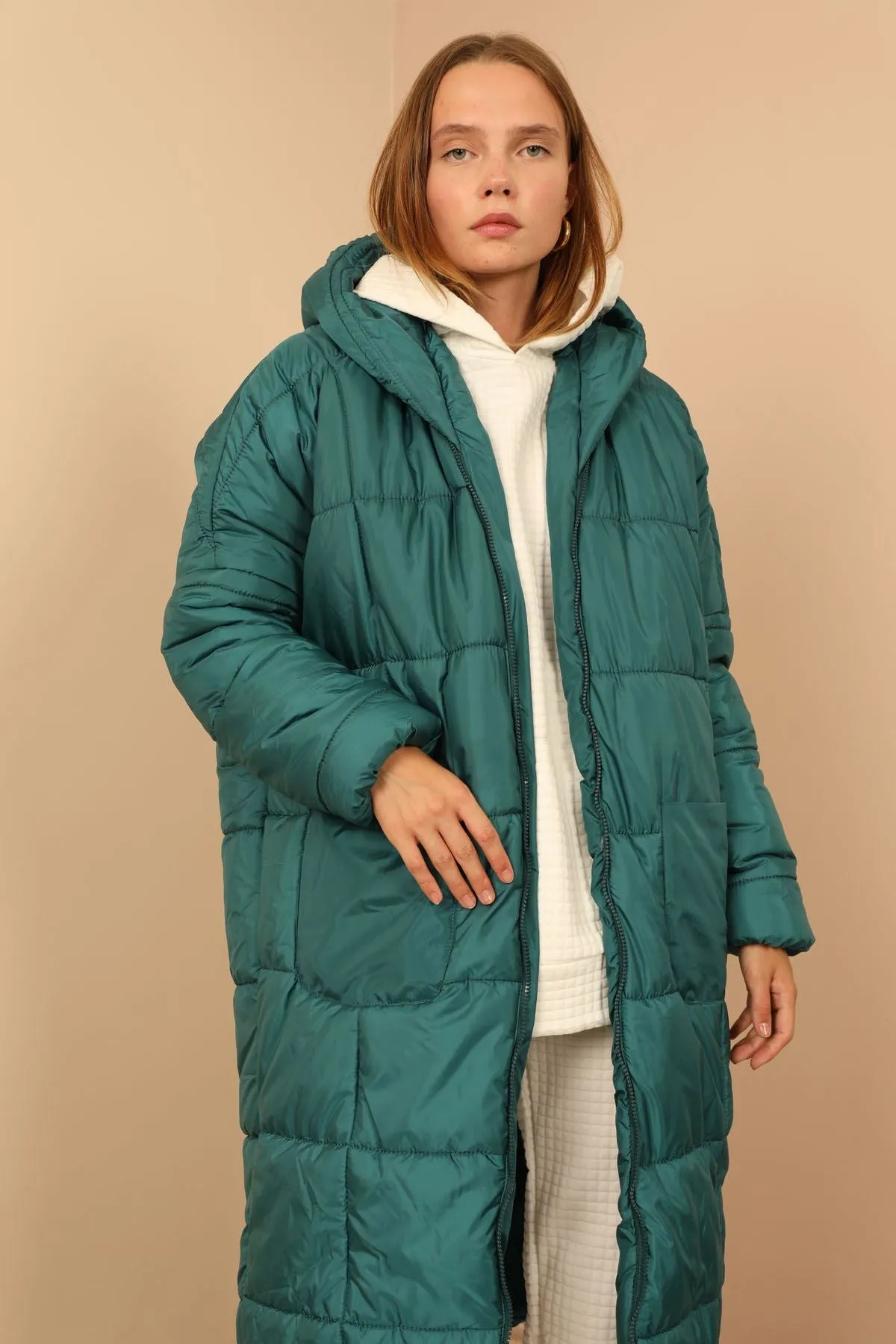 KKT Long Sleeve Oversize Women Coat - Emerald Green - Wilmington