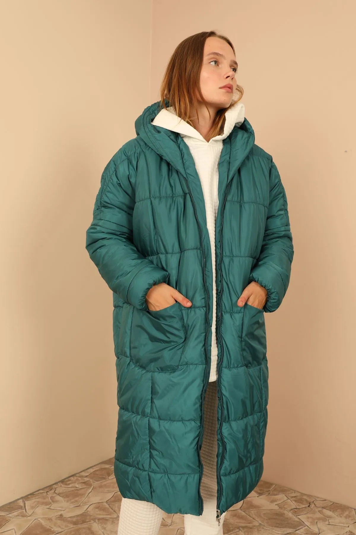 KKT Long Sleeve Oversize Women Coat - Emerald Green - Wilmington