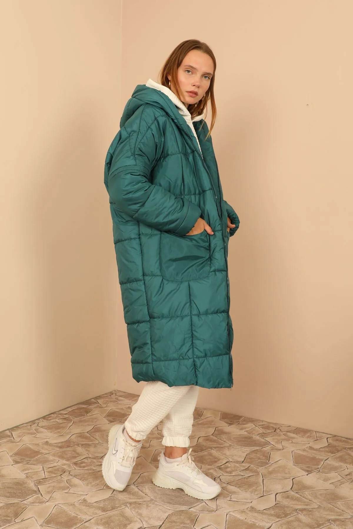 KKT Long Sleeve Oversize Women Coat - Emerald Green - Wilmington