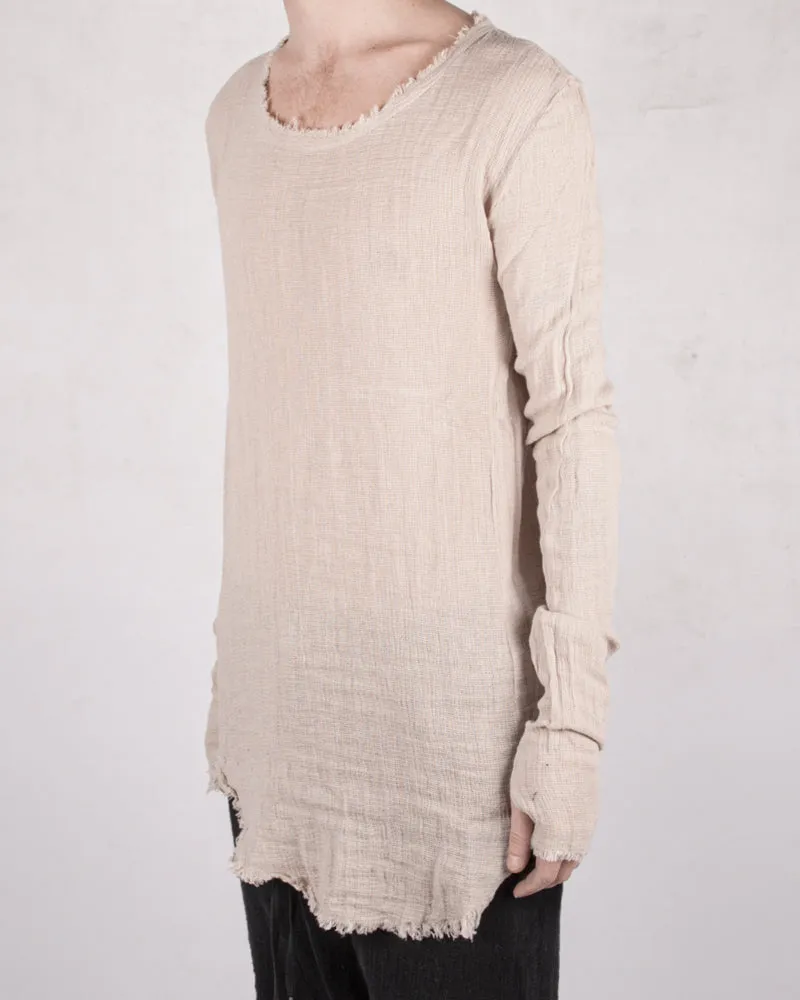 Knitted linen long sleeve tshirt sand