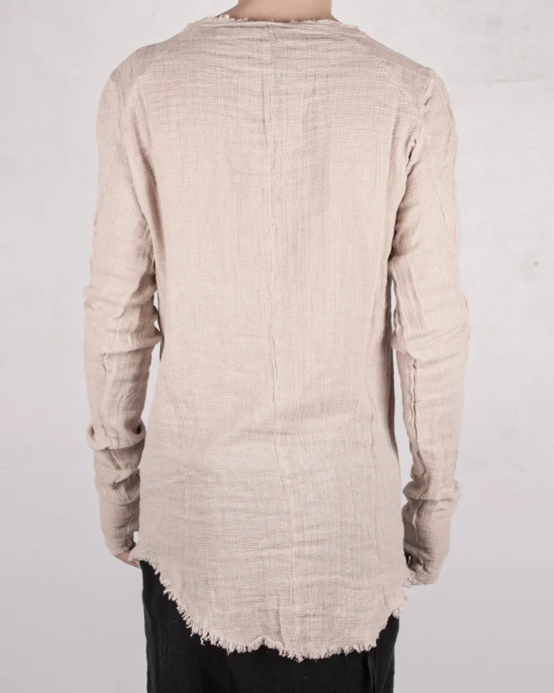 Knitted linen long sleeve tshirt sand