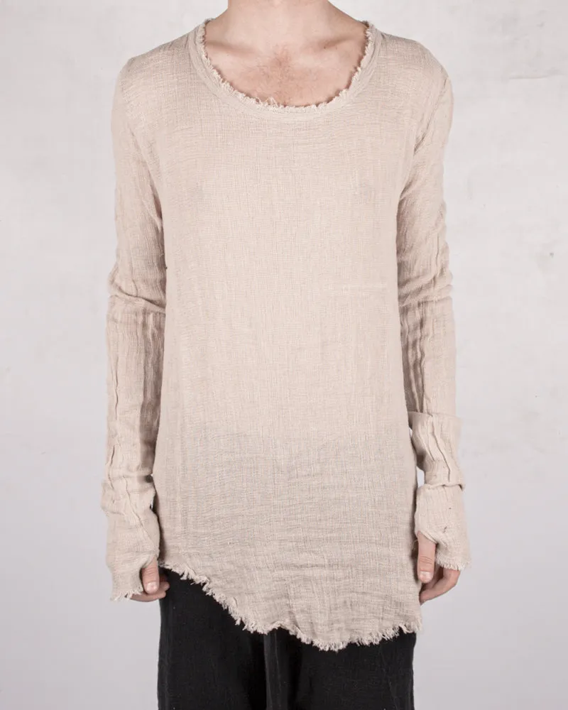 Knitted linen long sleeve tshirt sand