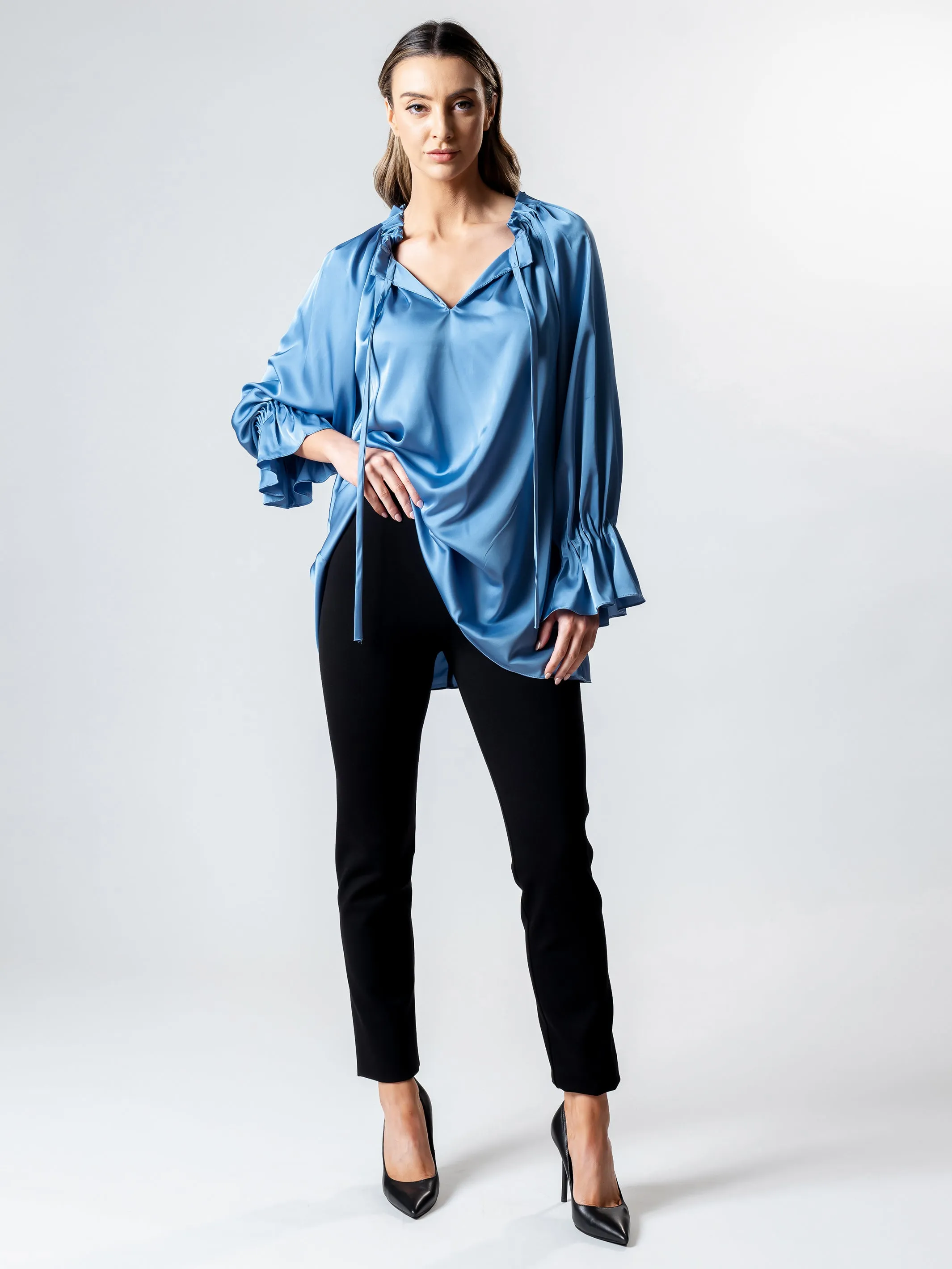 LA PERLA Pleat Detail Blouson Top