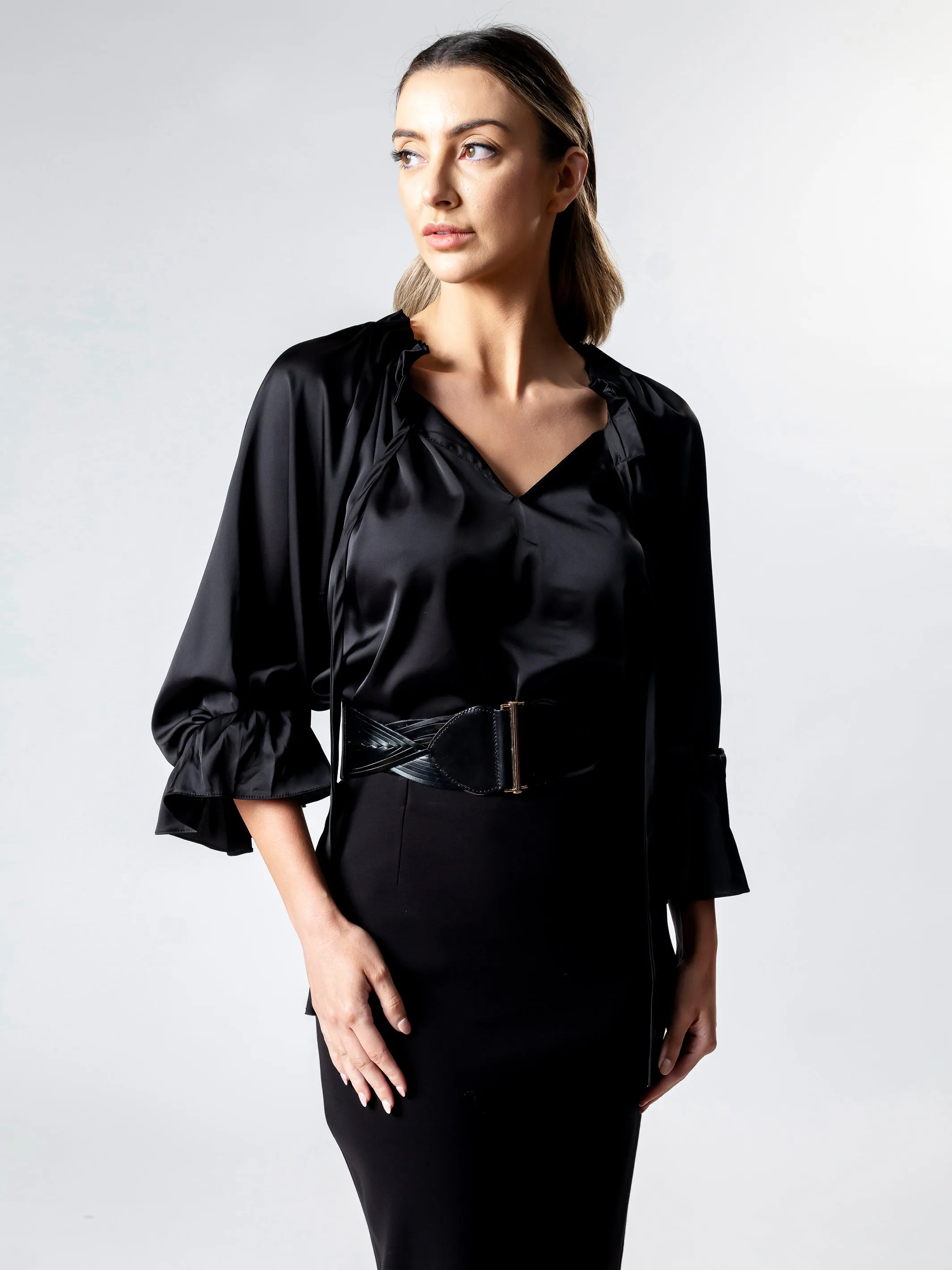 LA PERLA Pleat Detail Blouson Top