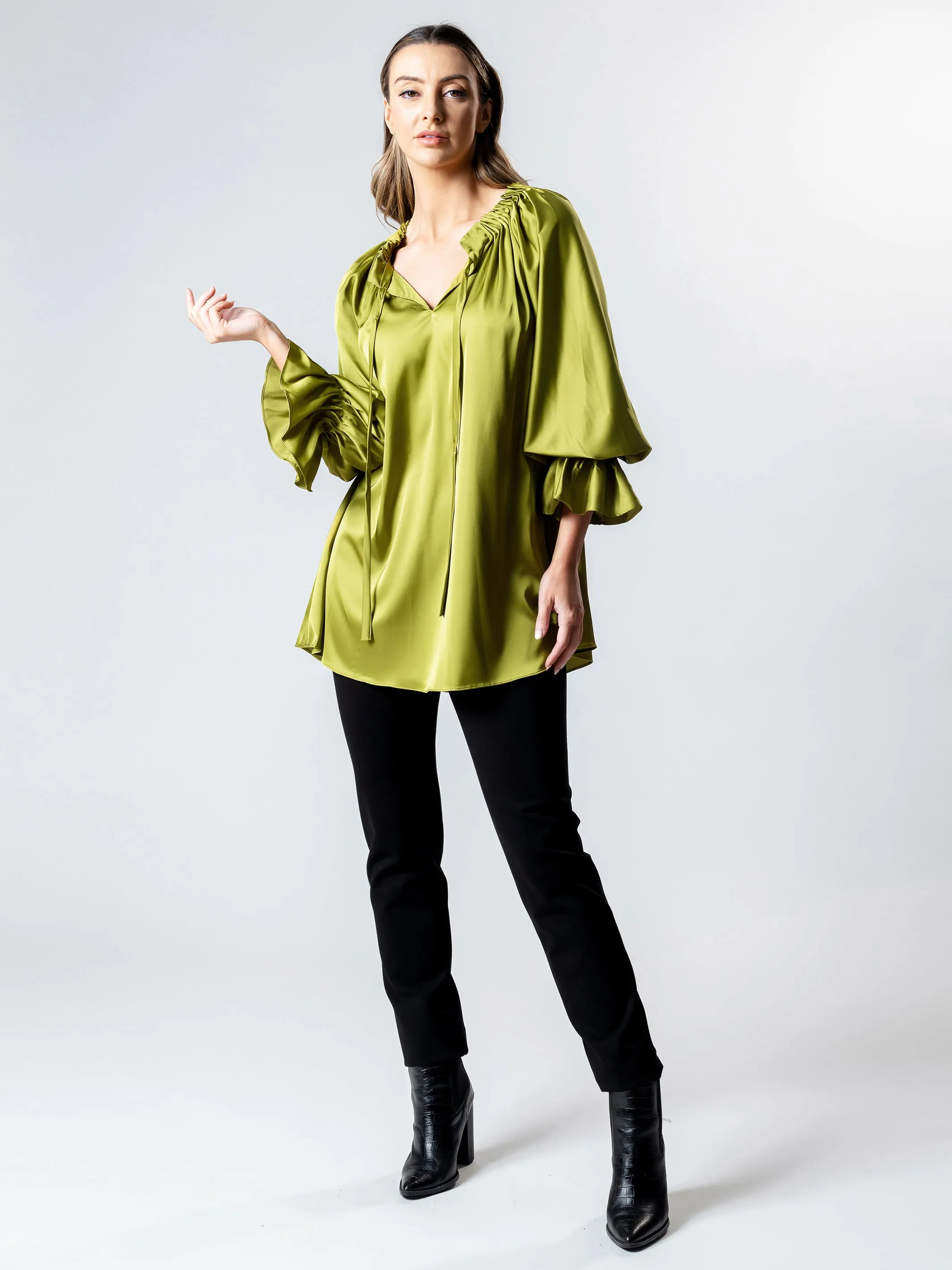 LA PERLA Pleat Detail Blouson Top