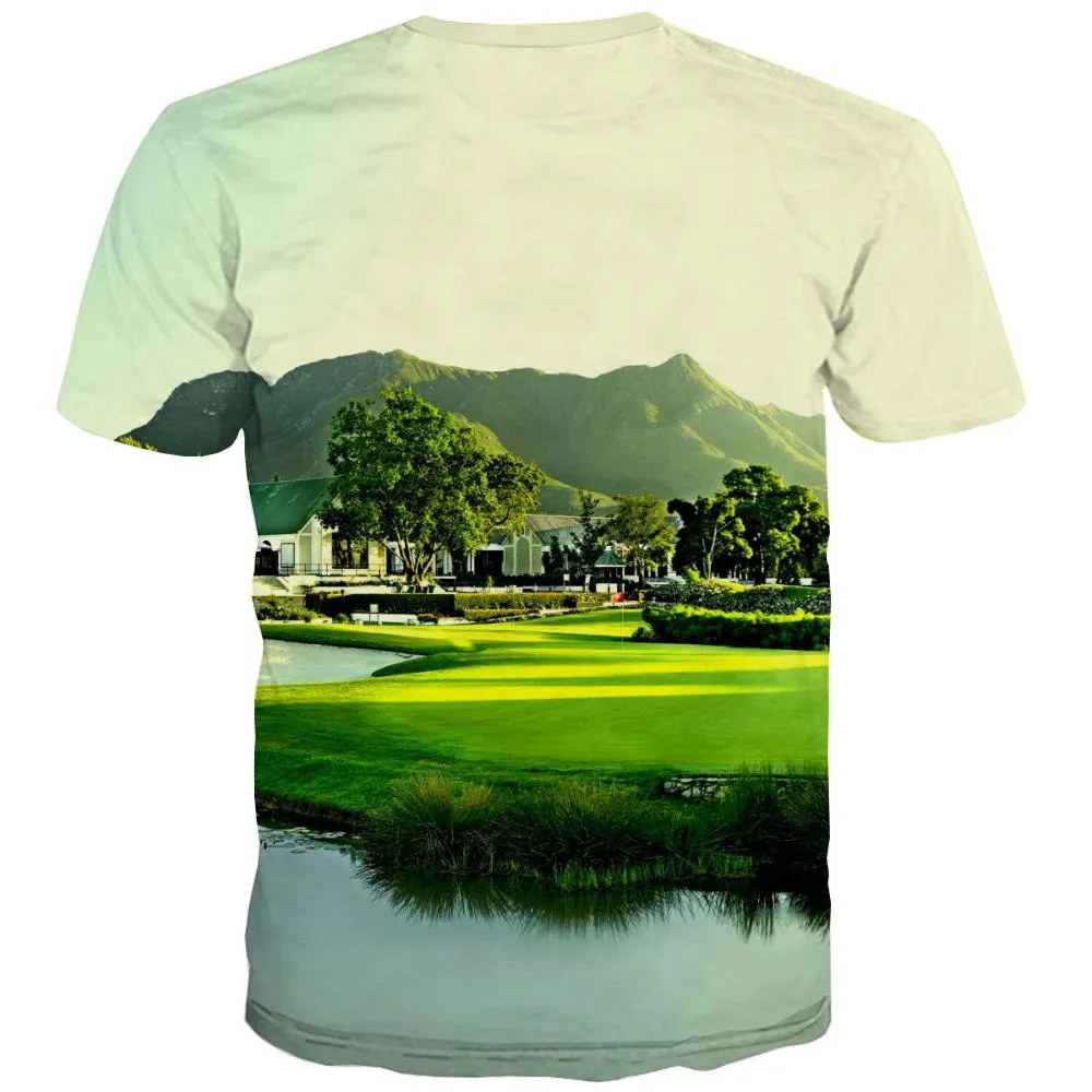 Lawn T shirts Men Golf Tshirts Cool Forest Tshirts Casual Natural Shirt Print Game T shirts Funny