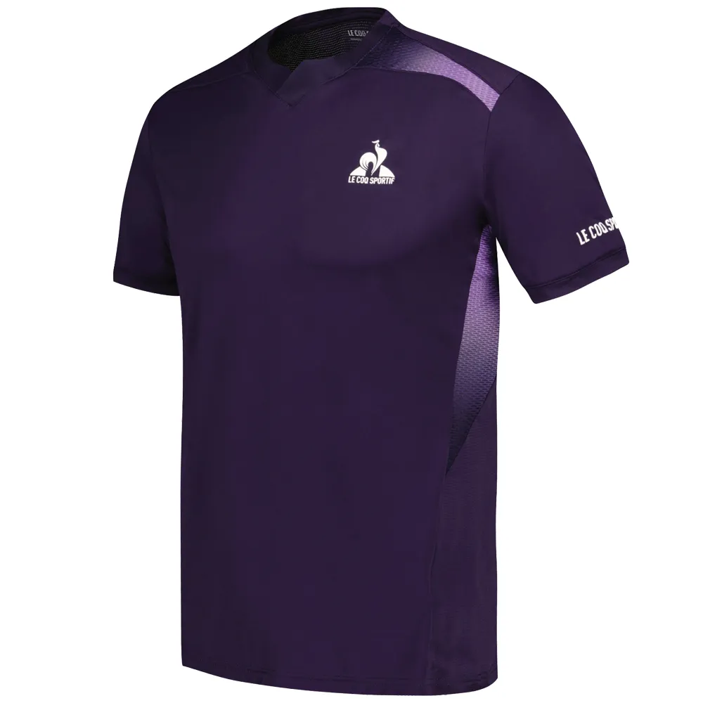 Le Coq Sportif Tennis Pro Short Sleeve Tee (Mens) - Purple Violet