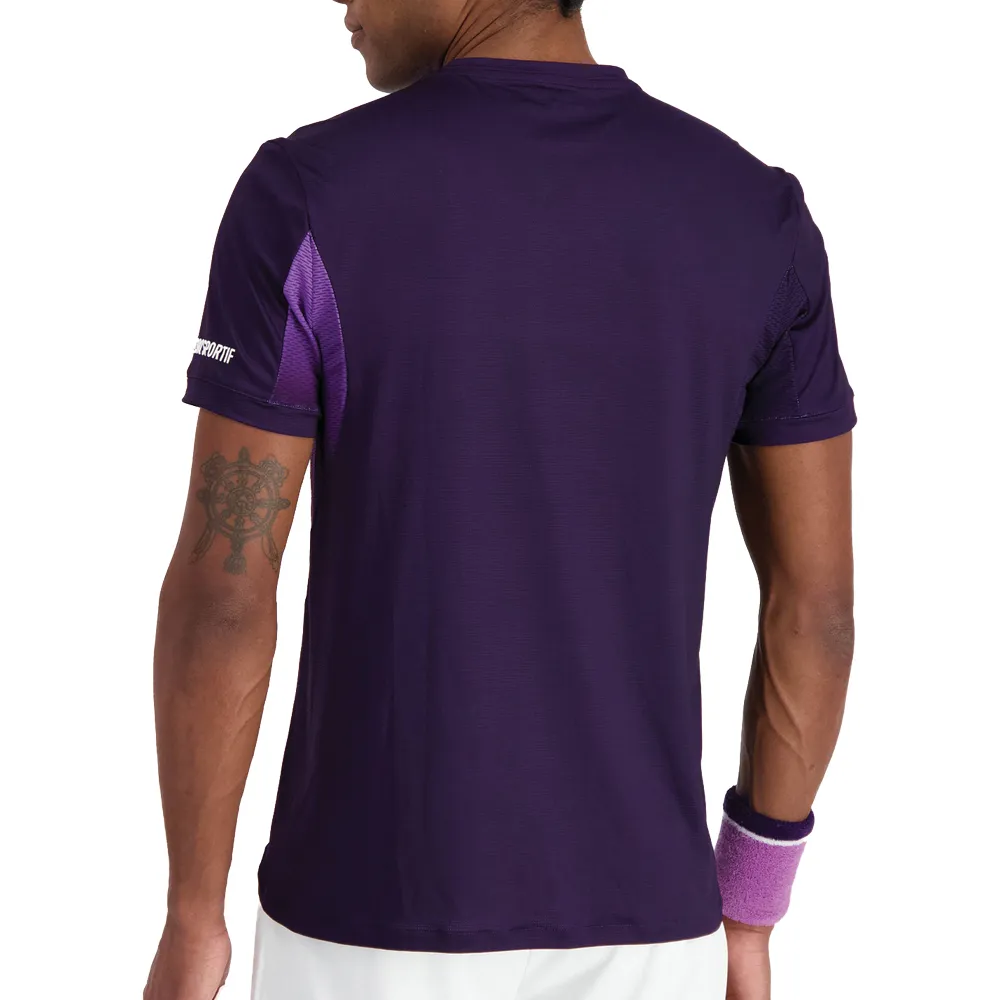 Le Coq Sportif Tennis Pro Short Sleeve Tee (Mens) - Purple Violet