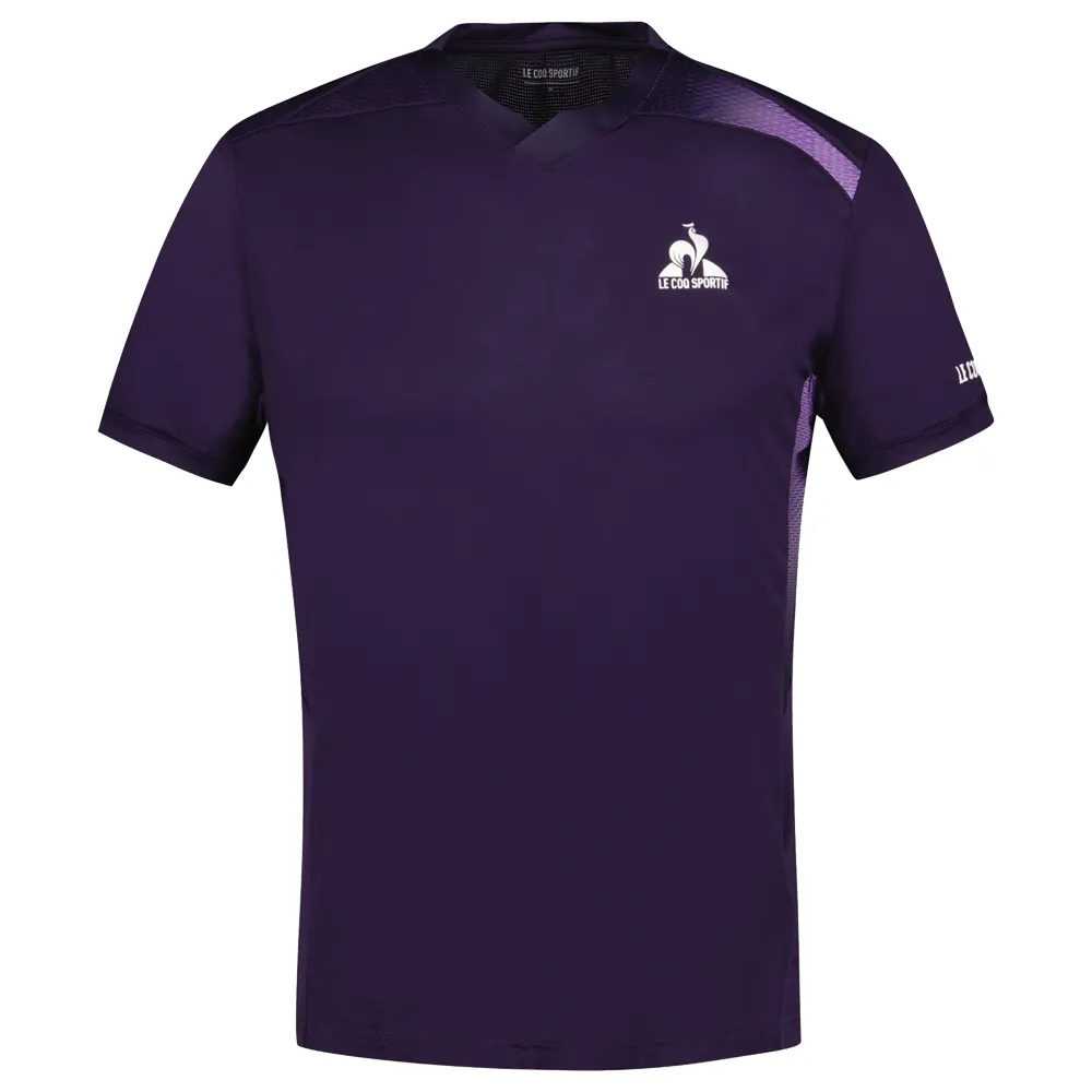 Le Coq Sportif Tennis Pro Short Sleeve Tee (Mens) - Purple Violet