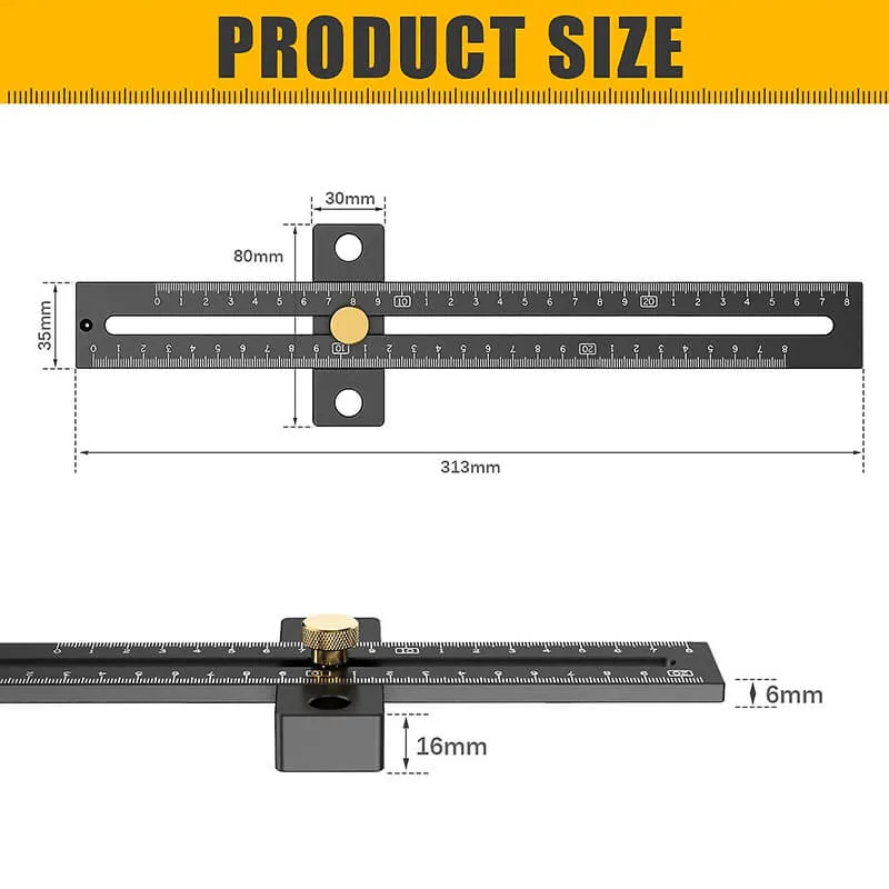 Levoite Precision Woodworking Adjustable T-Square with Stop