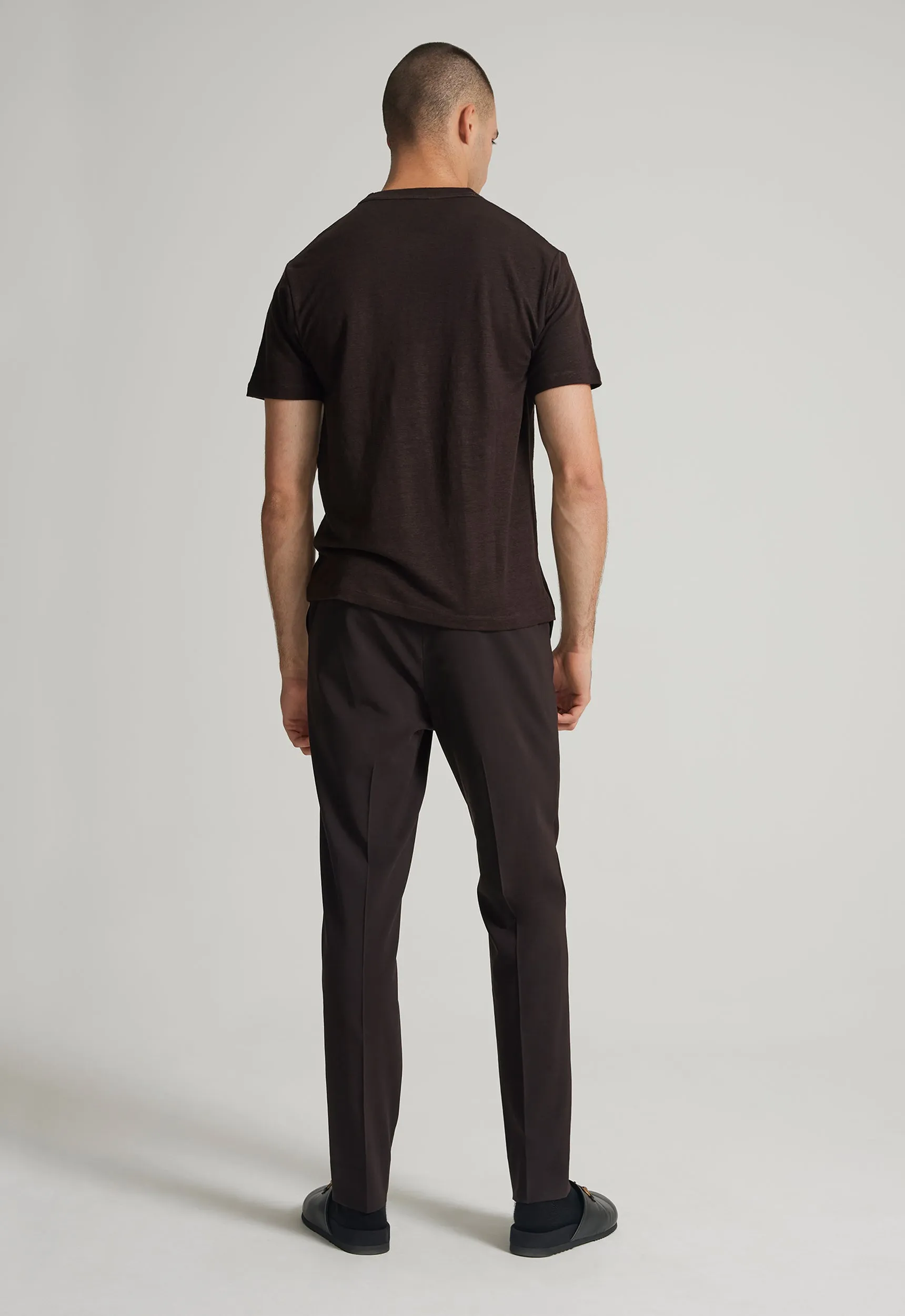 Line Linen Tee in Chocolate Pepper
