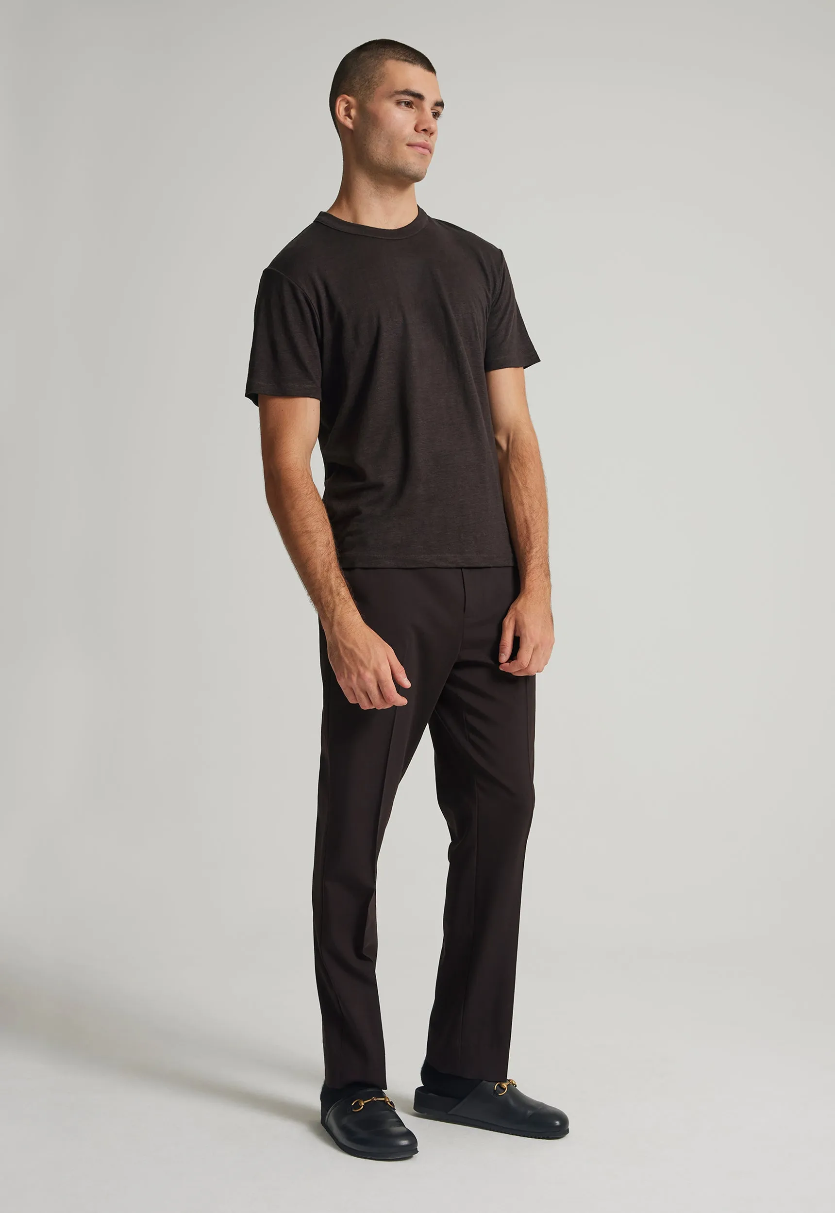 Line Linen Tee in Chocolate Pepper