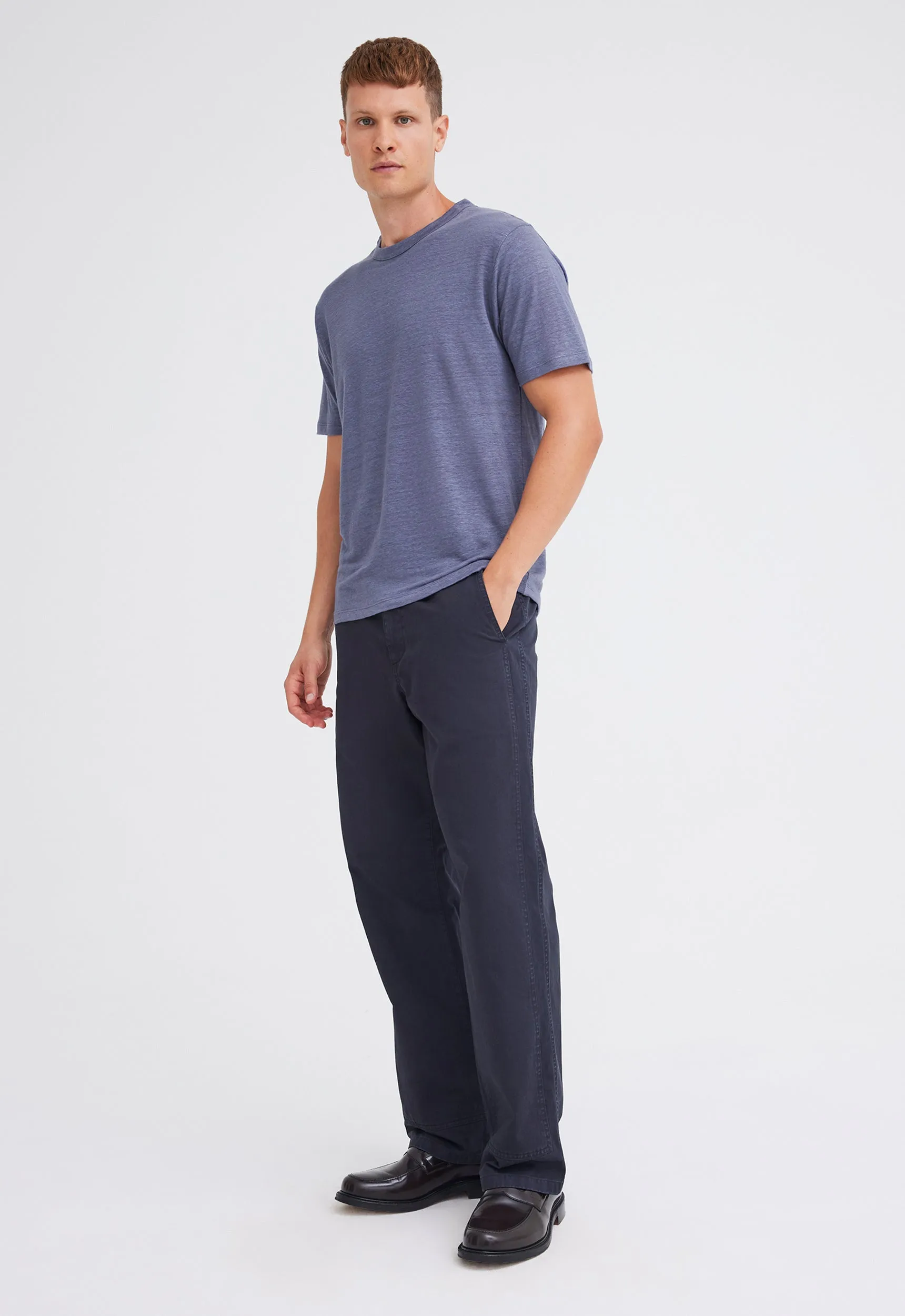 Line Linen Tee in Penn Blue