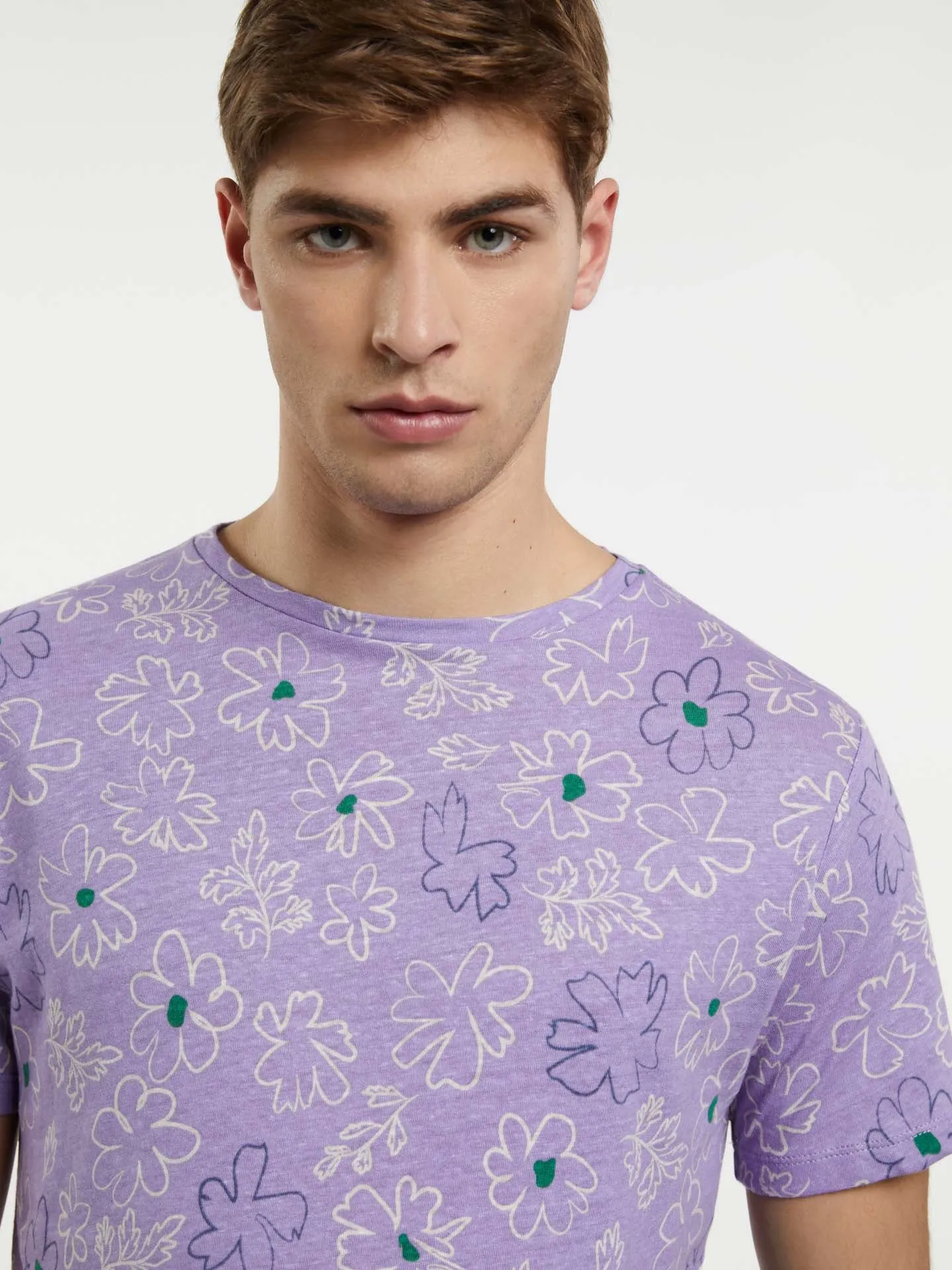Linen and Cotton blend Printed T-shirt