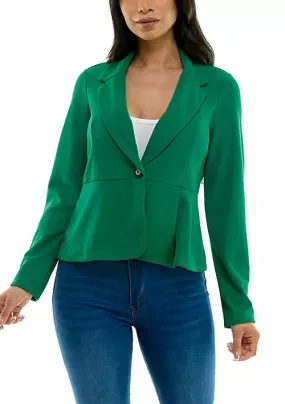Long Sleeve Button Collared Blazer Kelly Green  - Nina Leonard