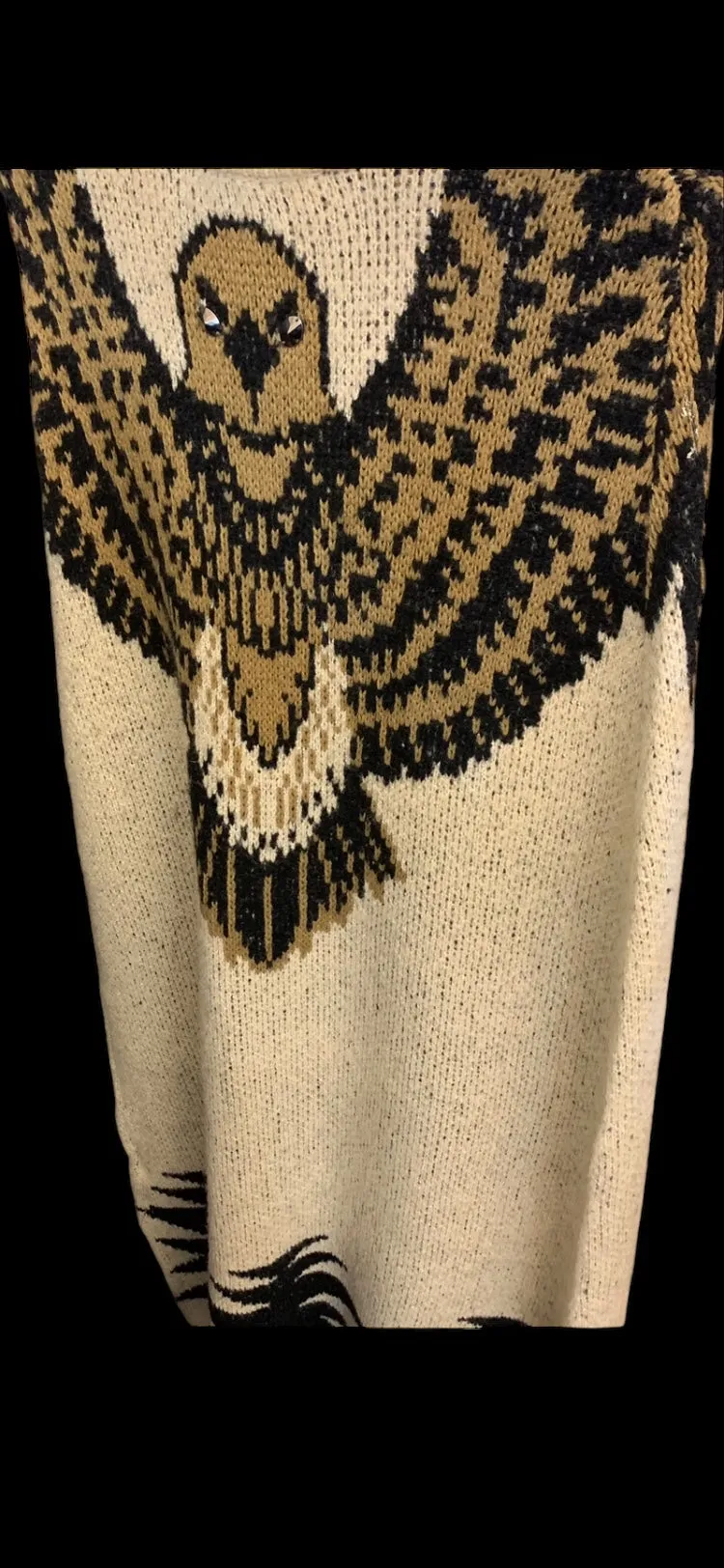 Long Tan and Black Poncho Sweater