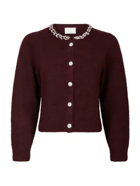 Marie Stone Knit Cardigan - Wine