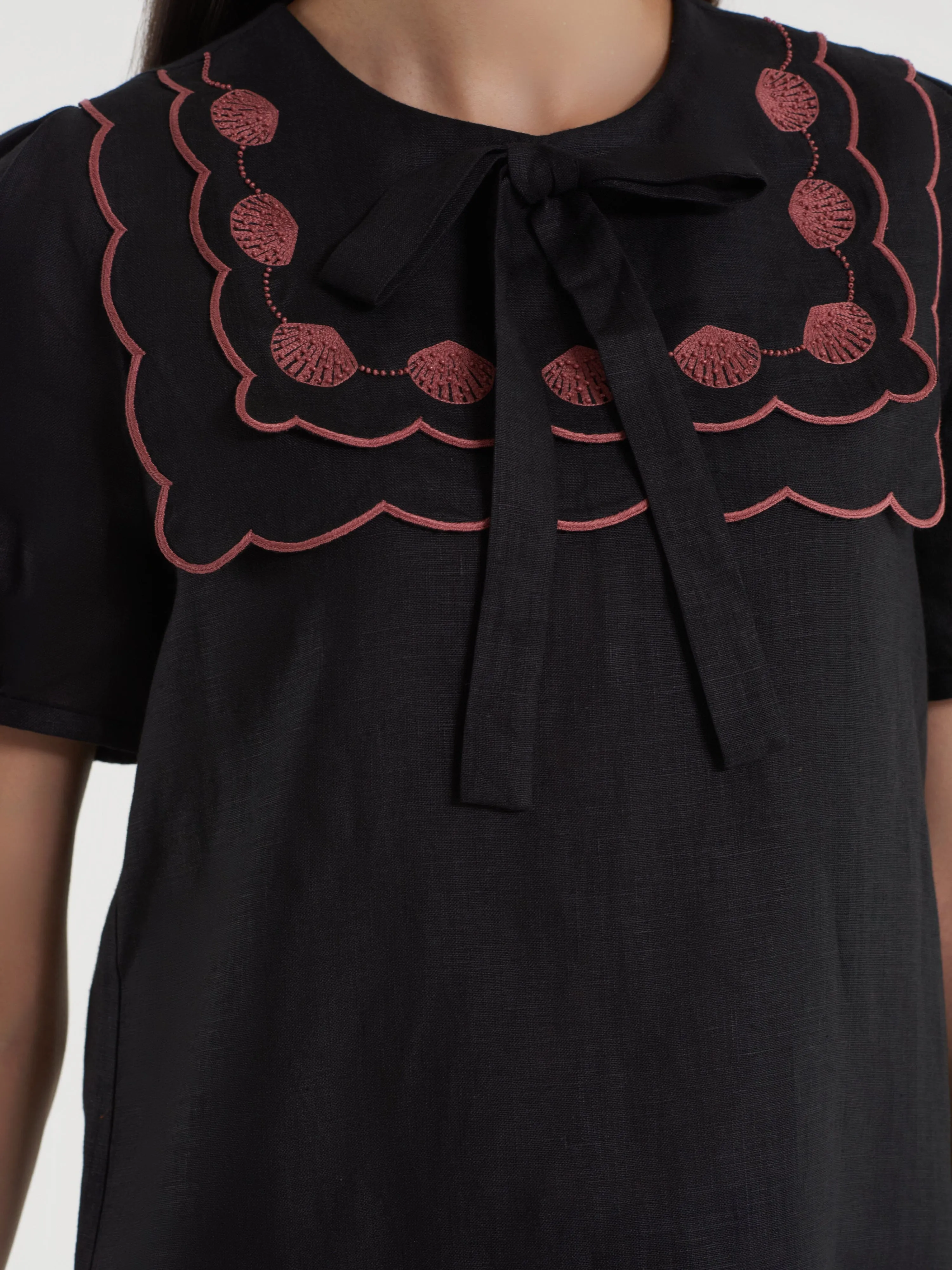 Marlowe B Top in Black Shell Embroidery
