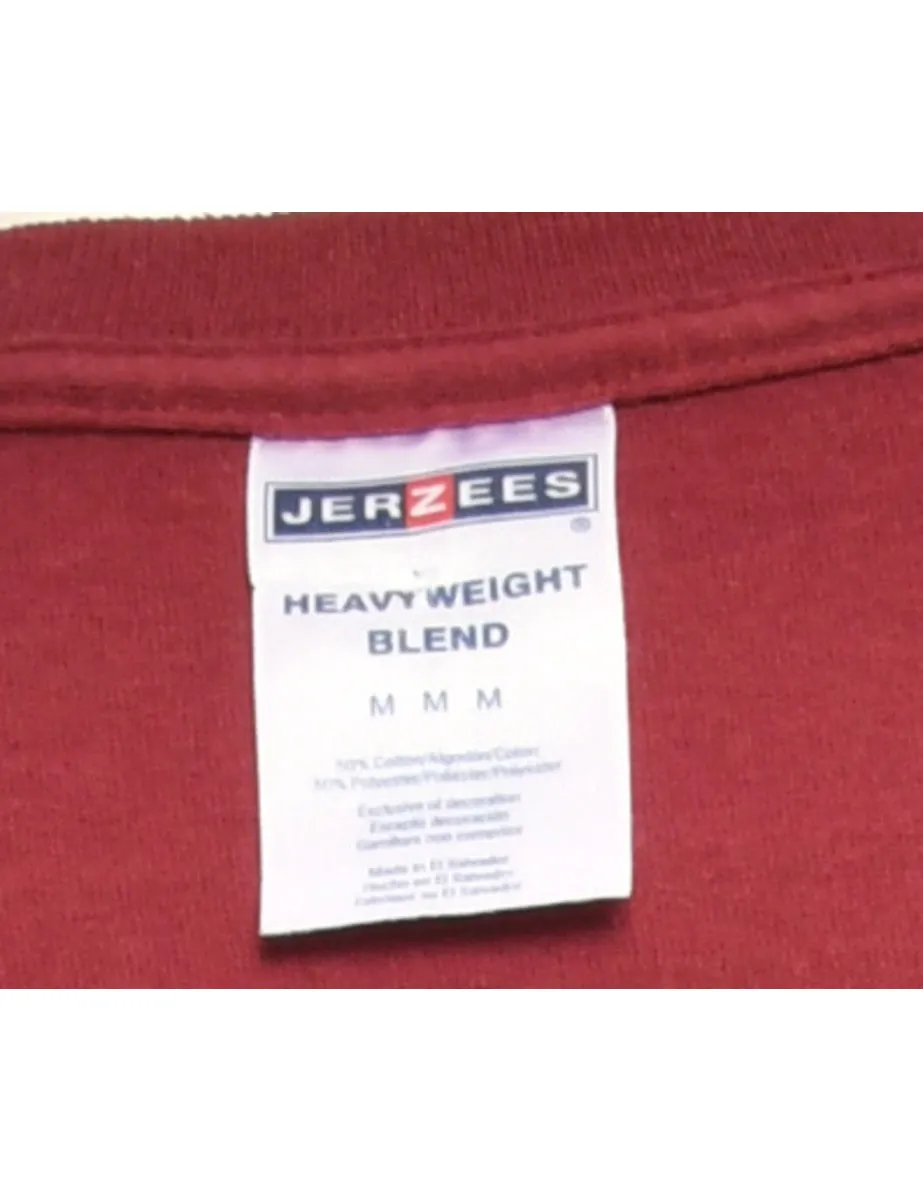 Maroon Jerzees Printed T-shirt - L