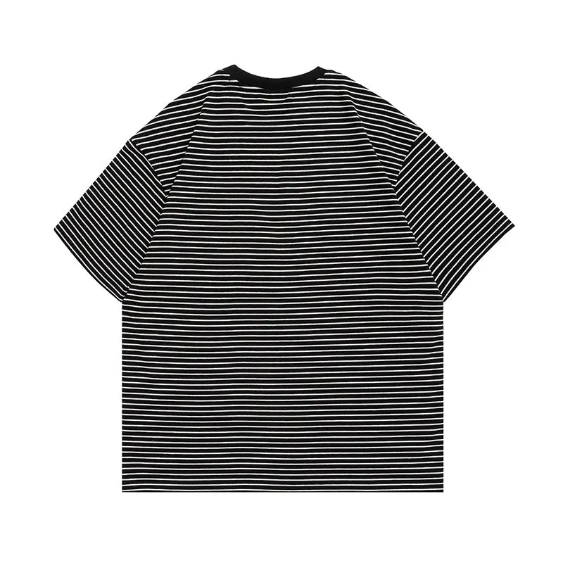 Men T-Shirt Summer Men's Striped Printed Embroidered T-shirt Short Sleeve