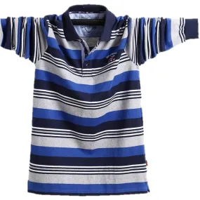 Men's Long Sleeved Striped Polo Shirt