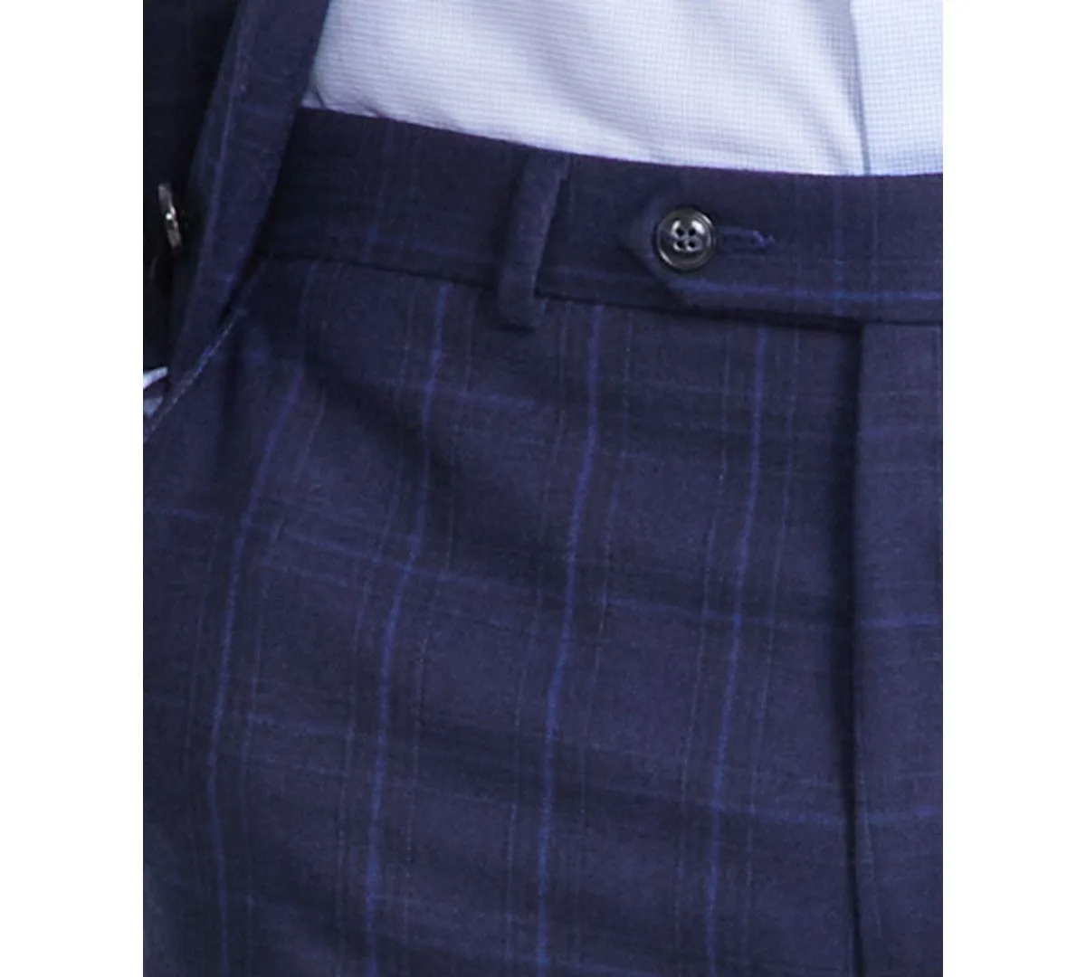 Michael Kors Mens Classic fit Dress Pants 34 / 32 Blue Plaid Stretch