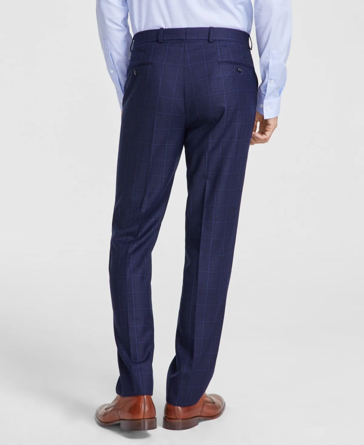 Michael Kors Mens Classic fit Dress Pants 34 / 32 Blue Plaid Stretch