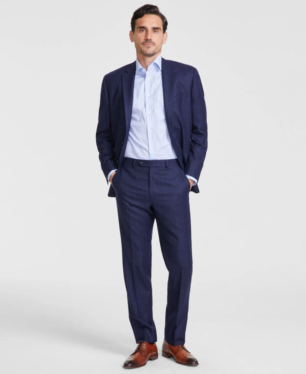 Michael Kors Mens Classic fit Dress Pants 34 / 32 Blue Plaid Stretch