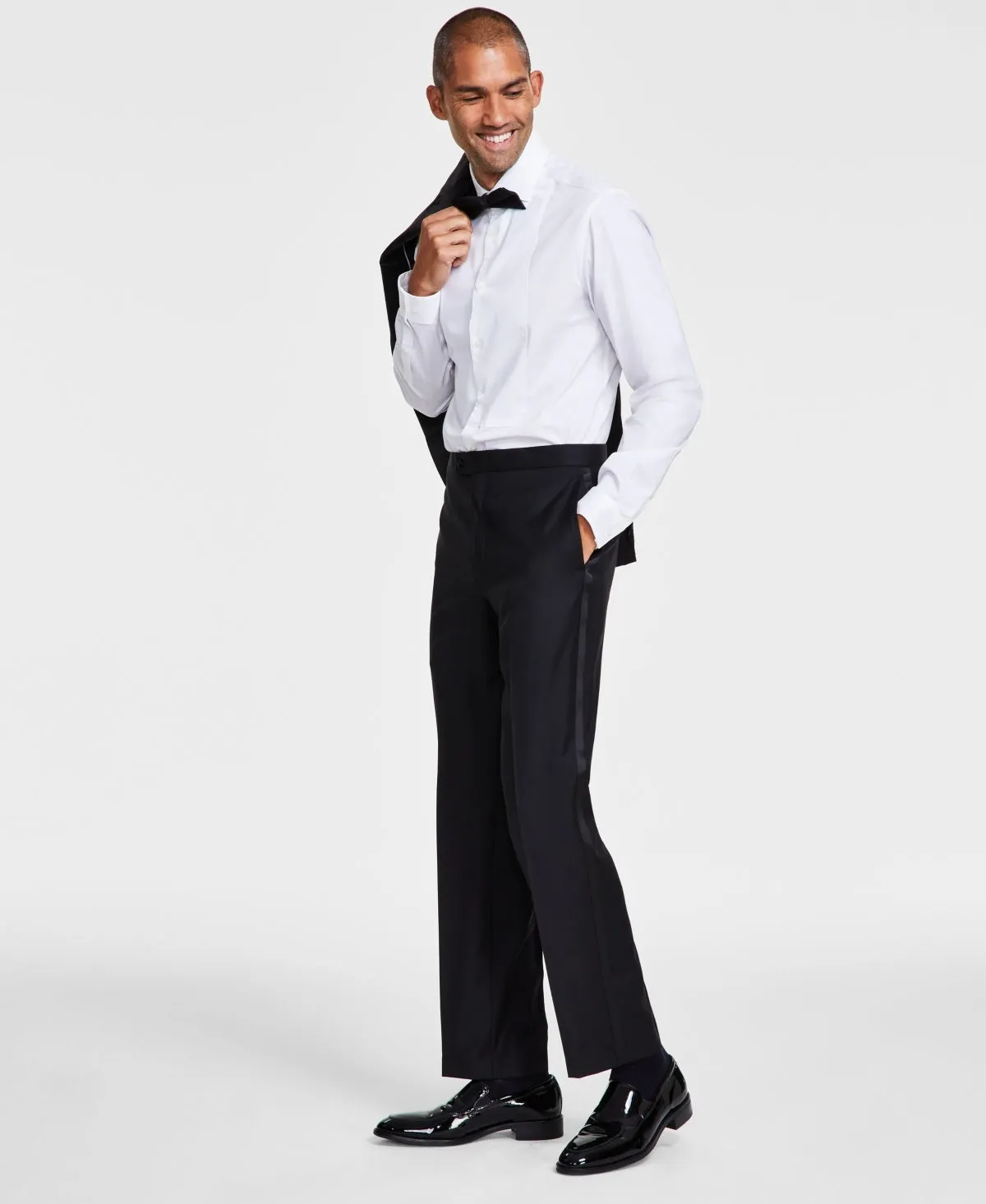 Michael Kors Mens Classic fit Tuedo Dress Pants 34 / 32 Black Solid