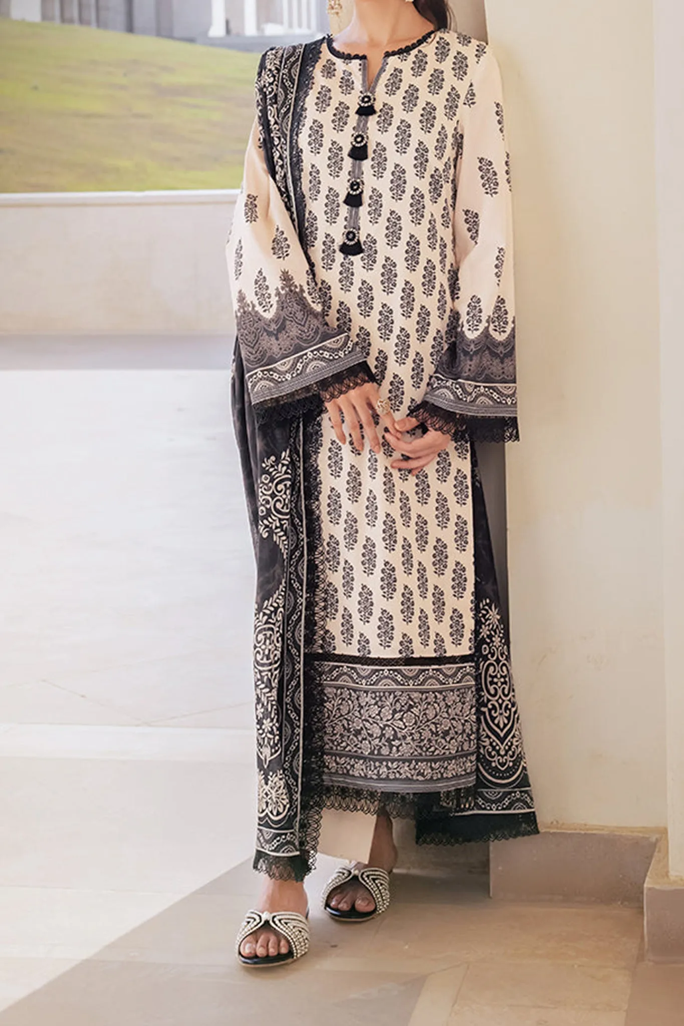 Monochrome By Asim Jofa Unstitched 3 Piece Digital Lawn Collection'2024-AJCM-02
