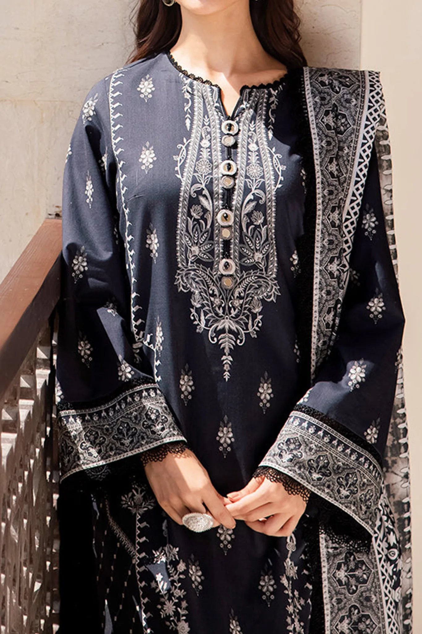 Monochrome By Asim Jofa Unstitched 3 Piece Digital Lawn Collection'2024-AJCM-05