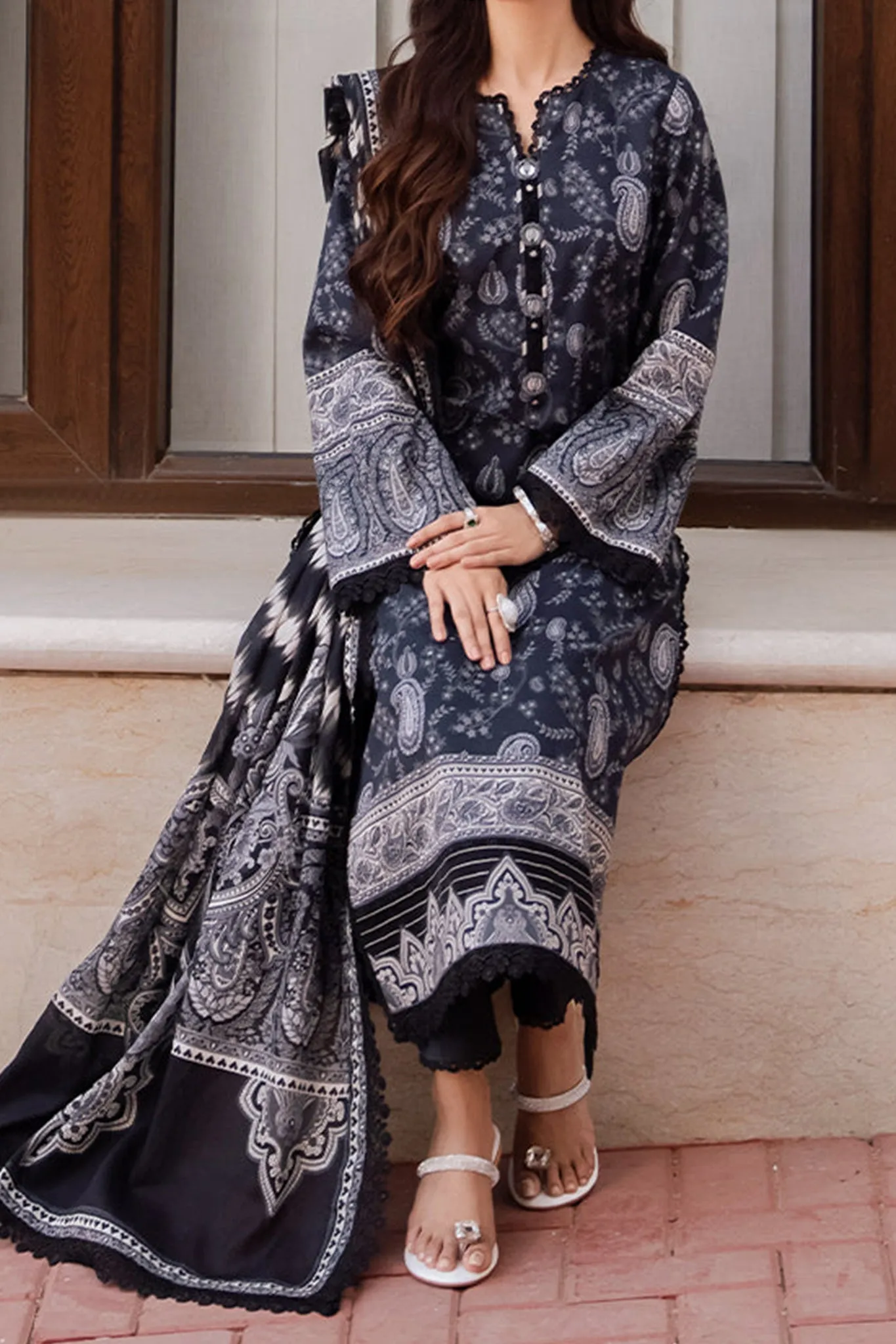 Monochrome By Asim Jofa Unstitched 3 Piece Digital Lawn Collection'2024-AJCM-09