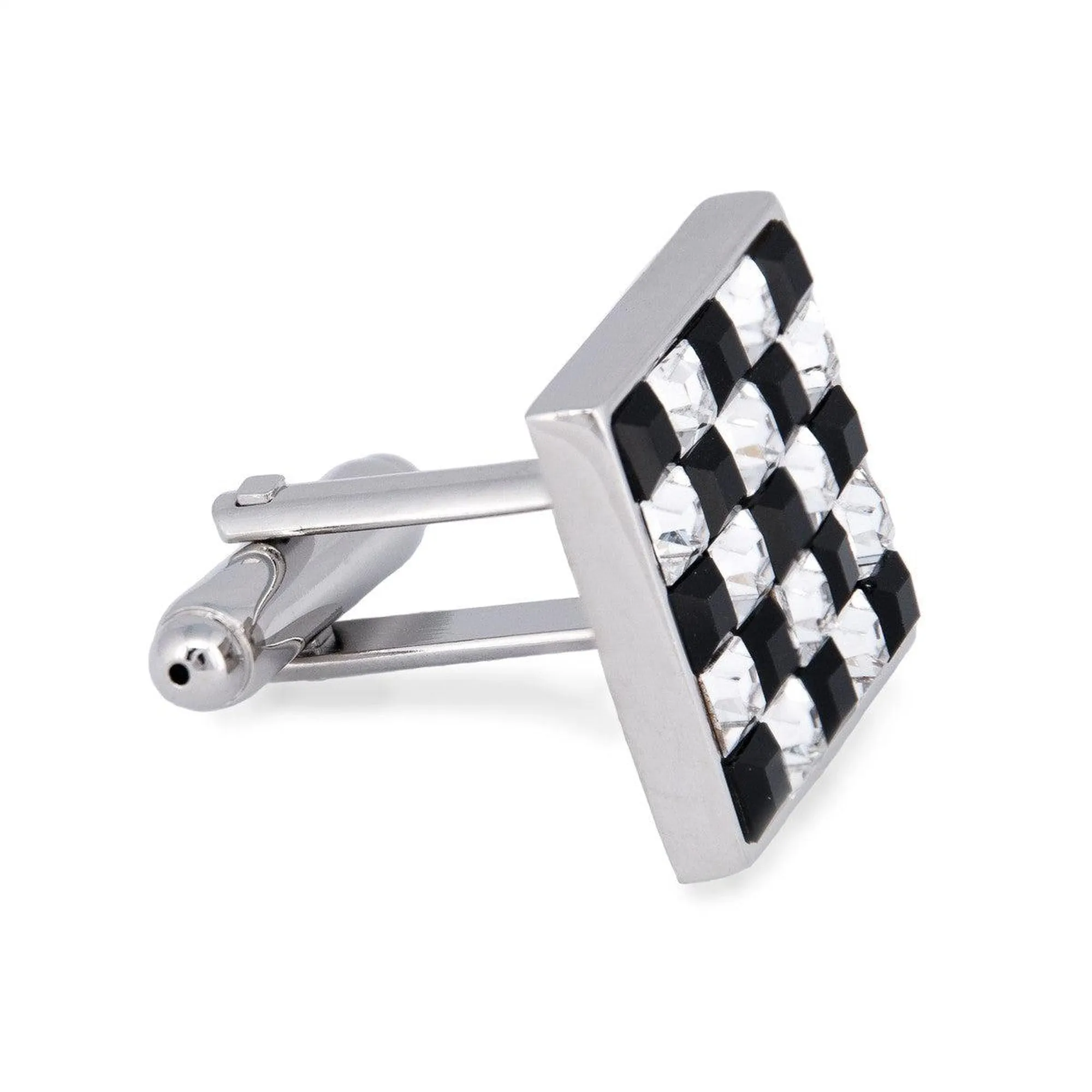 Monochrome Crystals Checks Square Cufflinks (Online Exclusive)