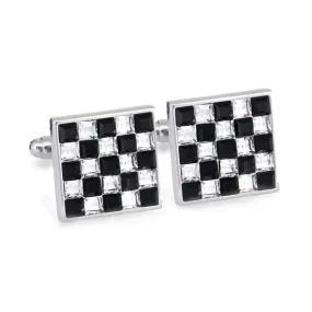 Monochrome Crystals Checks Square Cufflinks (Online Exclusive)