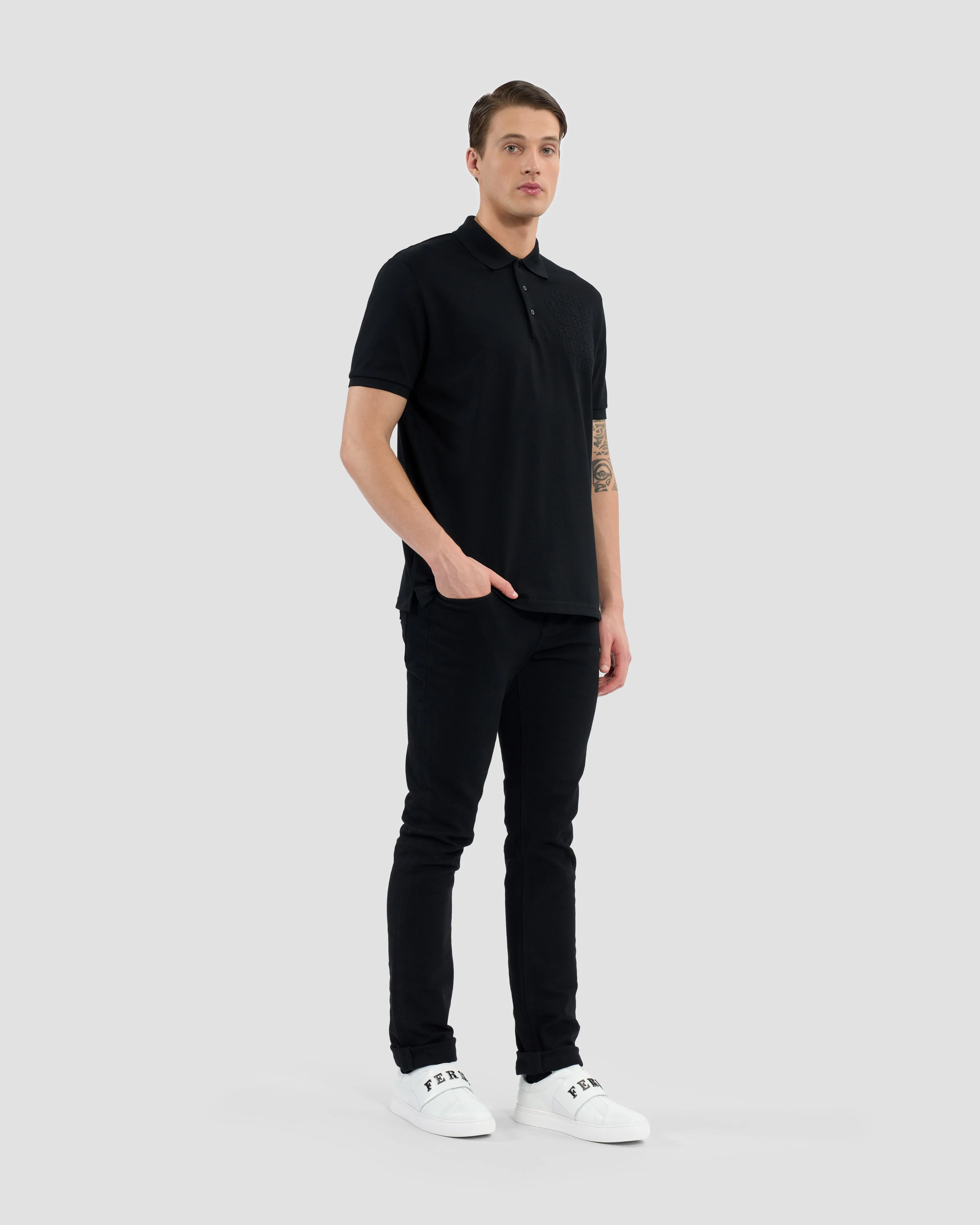 Monochrome Ferré Embellished Polo Shirt