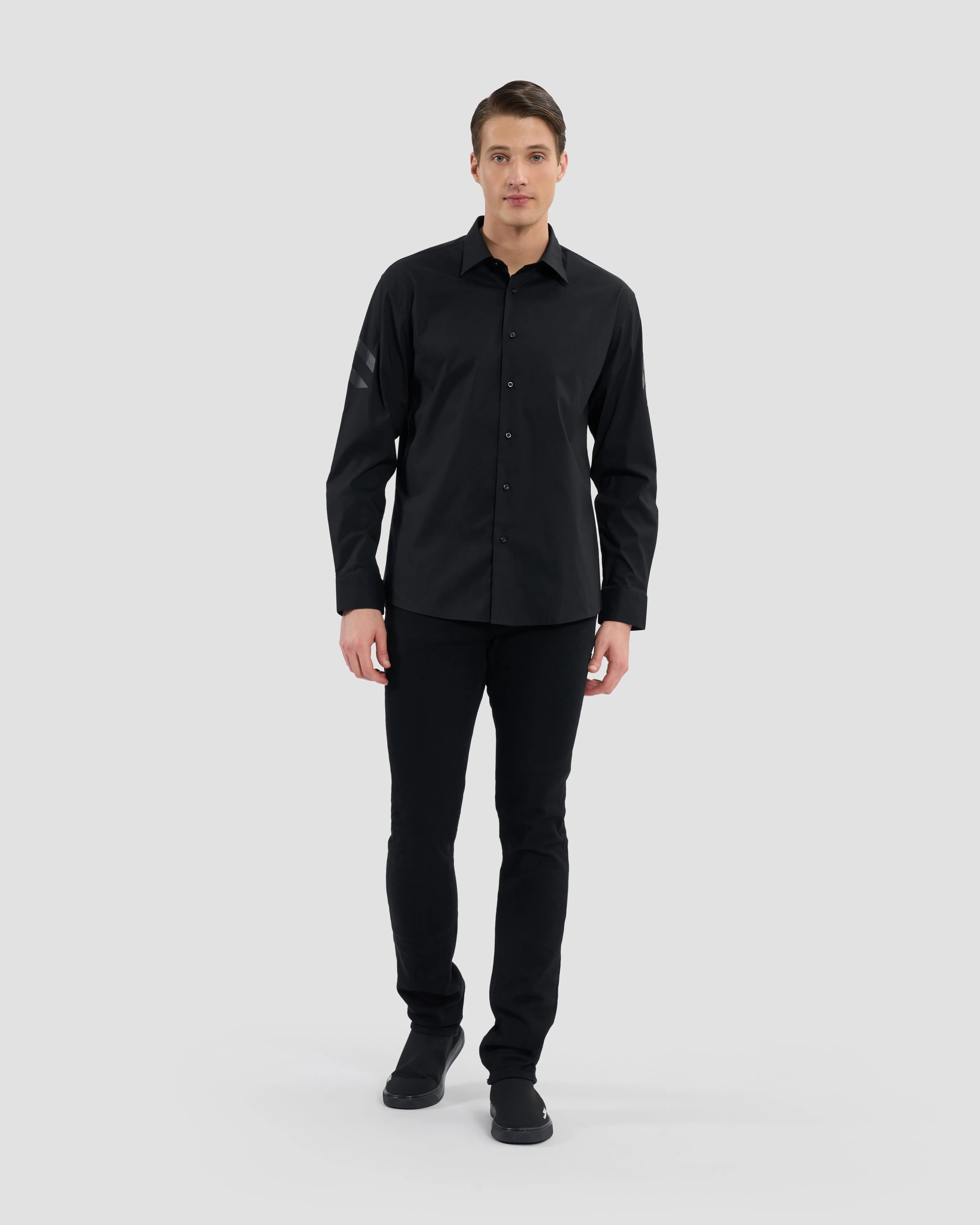 Monochrome Gothic Logo Print Shirt