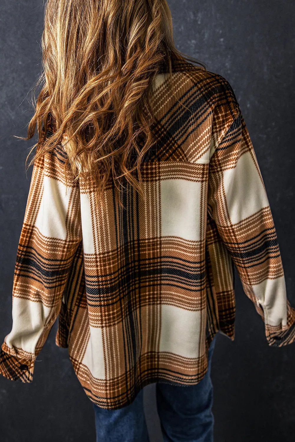 Multicolour Plaid Print Flap Pocket Button Up Shacket
