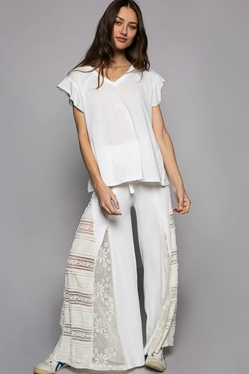 Mykonos Lace Paneled Wide Leg Pants (4 Colors)