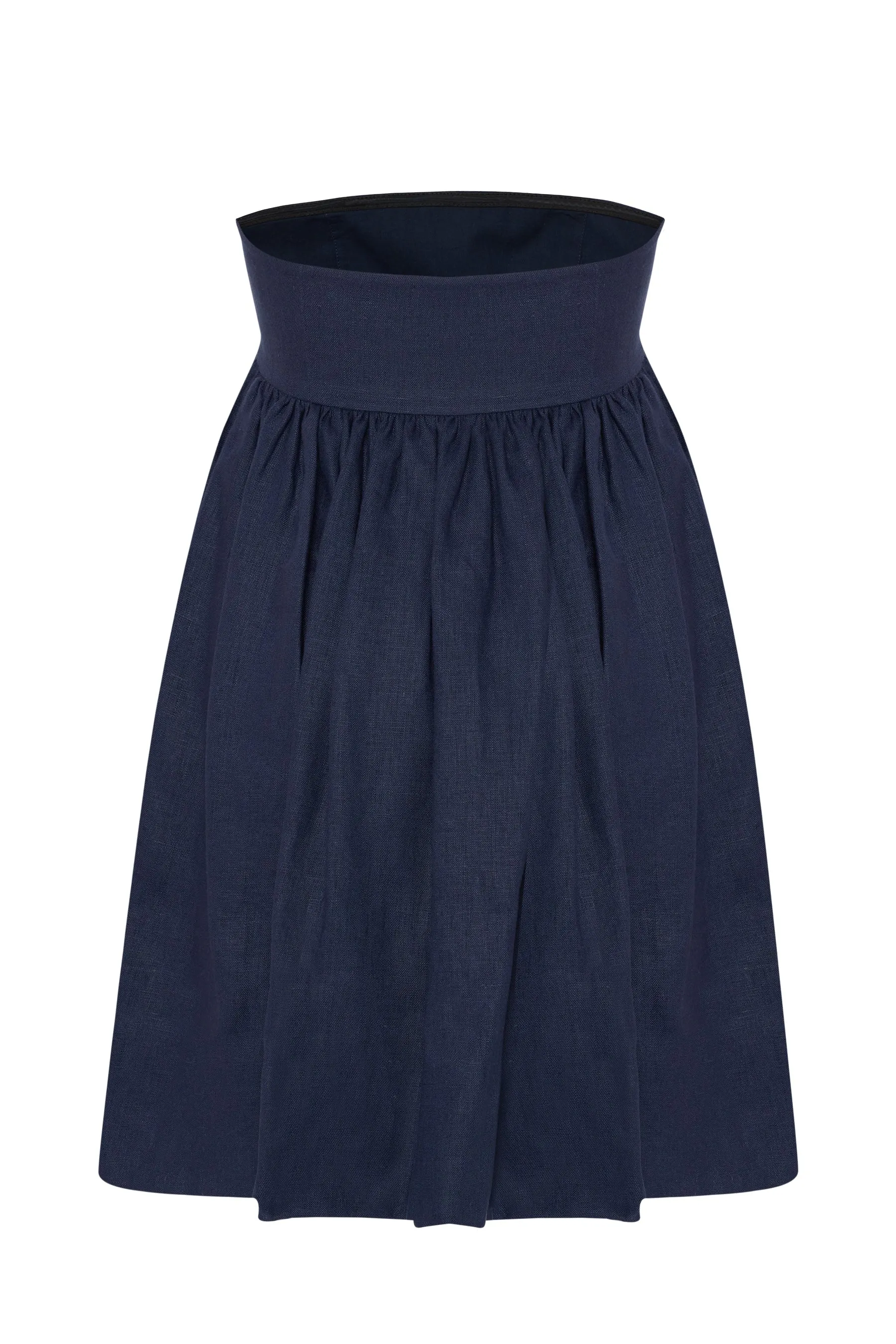 Mykonos Navy Linen Strapless Dress