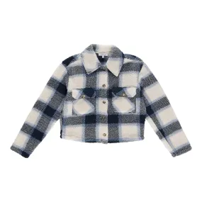 mySTYLE Women's Plaid Short Sherpa Shacket