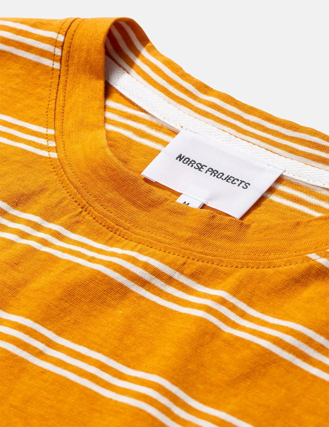 Norse Projects Johannes Cotton Linen Stripe T-Shirt - Cadmium Orange